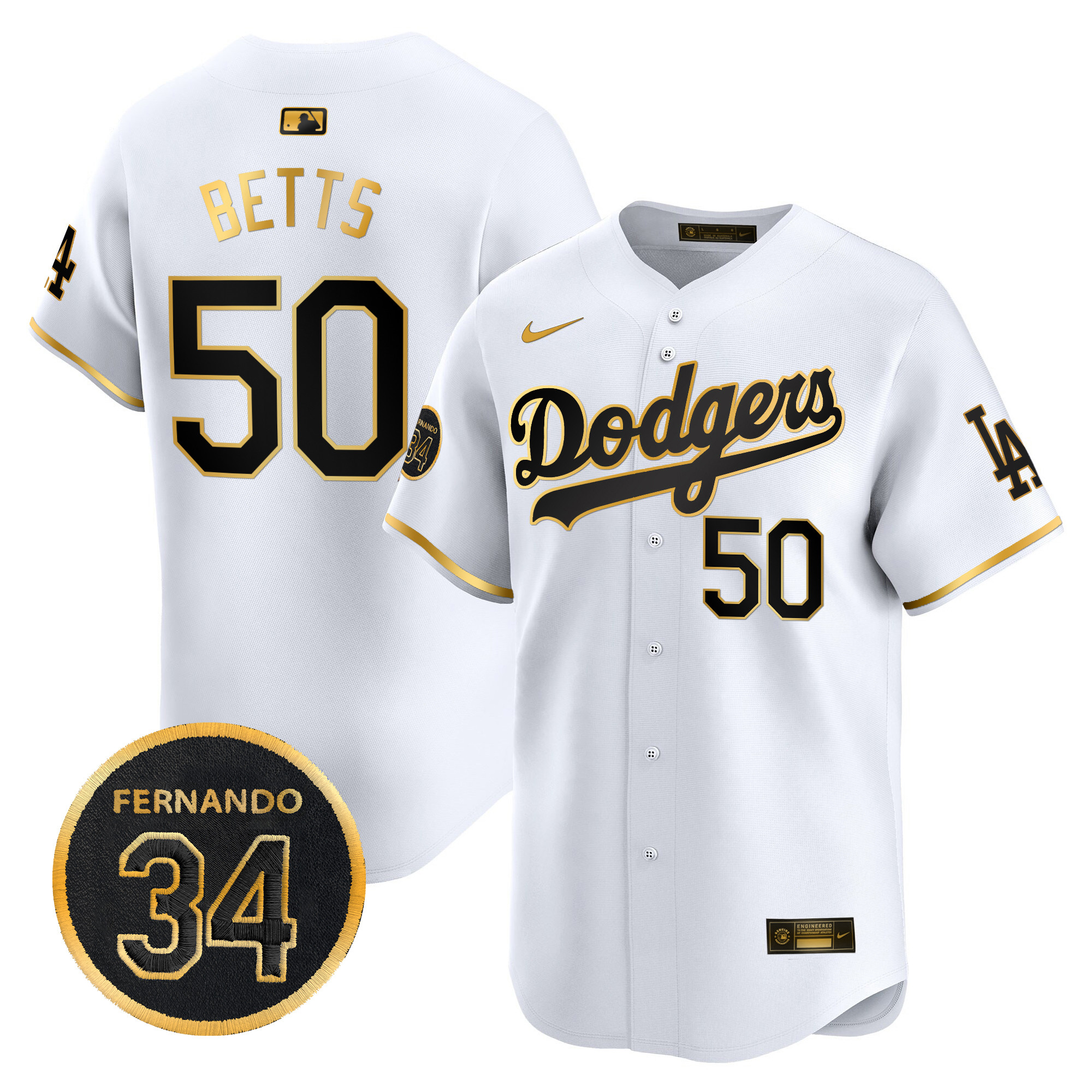 Men's Dodgers Fernando Valenzuela Memorial Patch Vapor Premier Limited Jersey - All Stitched