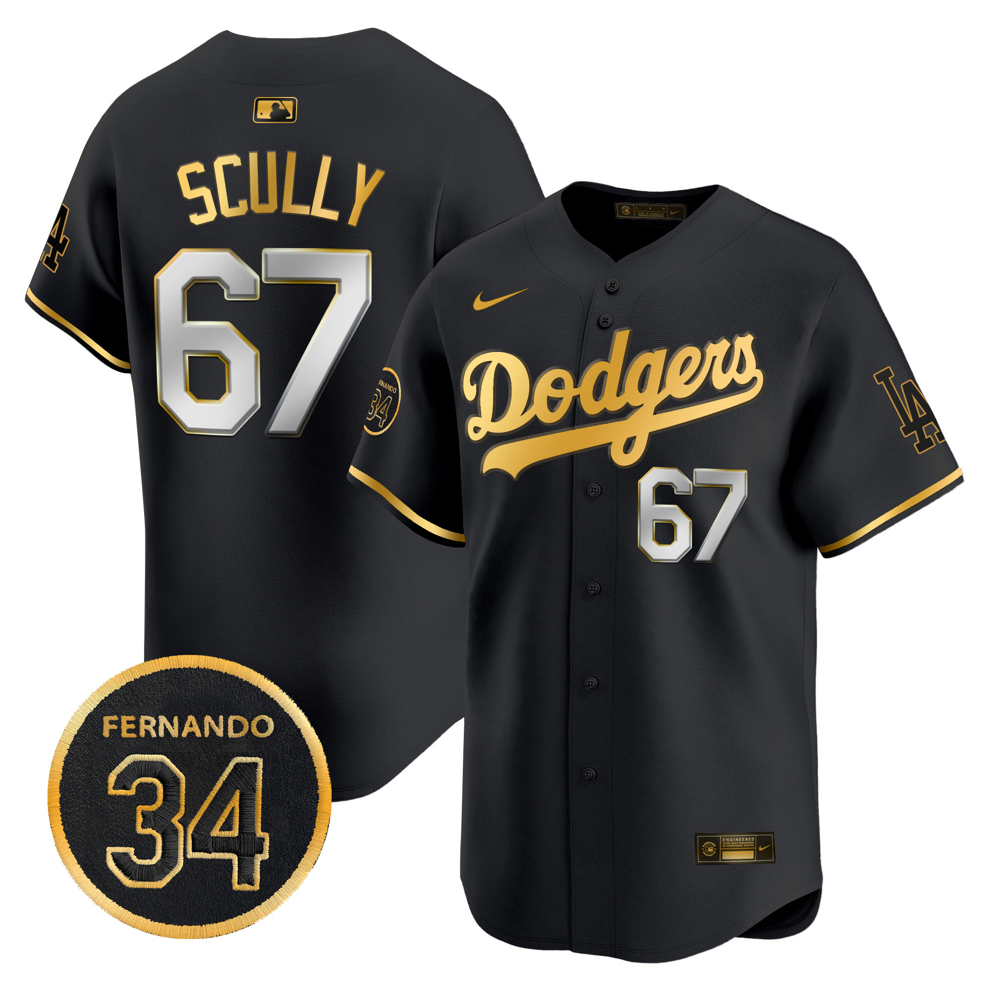 Men's Dodgers Fernando Valenzuela Memorial Patch Vapor Premier Limited Jersey - All Stitched
