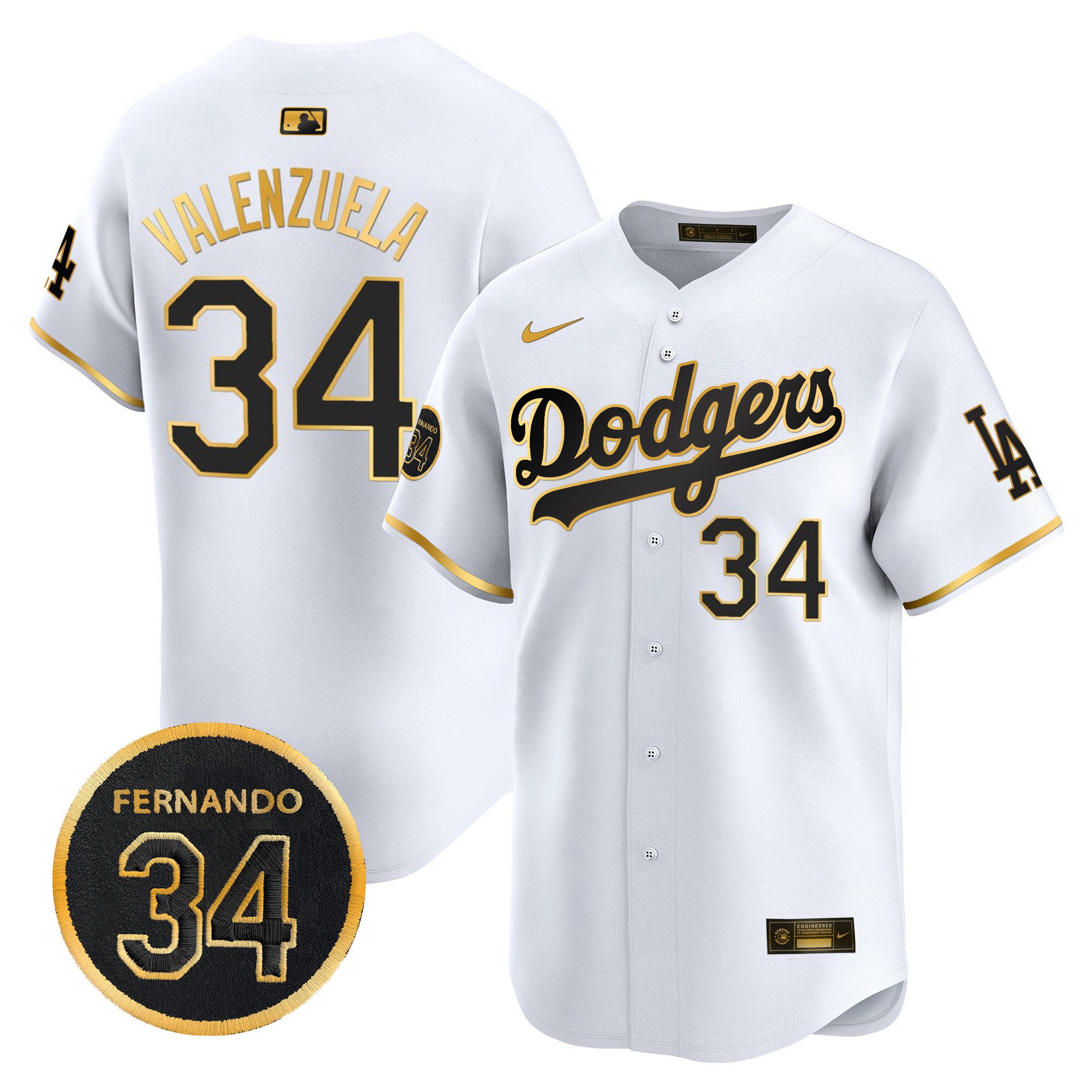 Men's Dodgers Fernando Valenzuela Memorial Patch Vapor Premier Limited Jersey - All Stitched