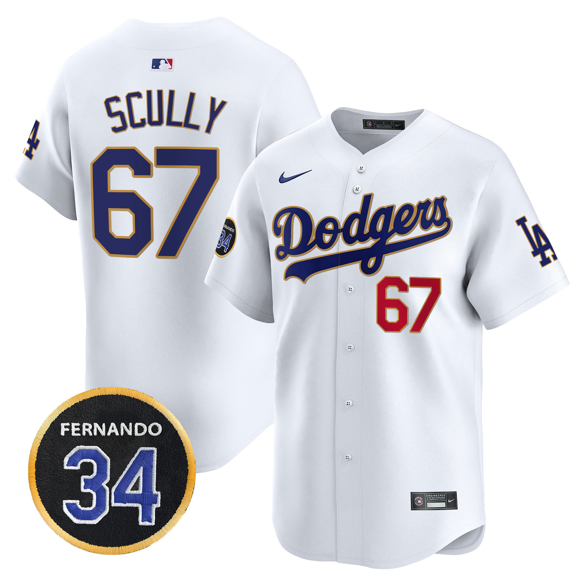 Men's Dodgers Fernando Valenzuela Memorial Patch Vapor Premier Limited Jersey - All Stitched