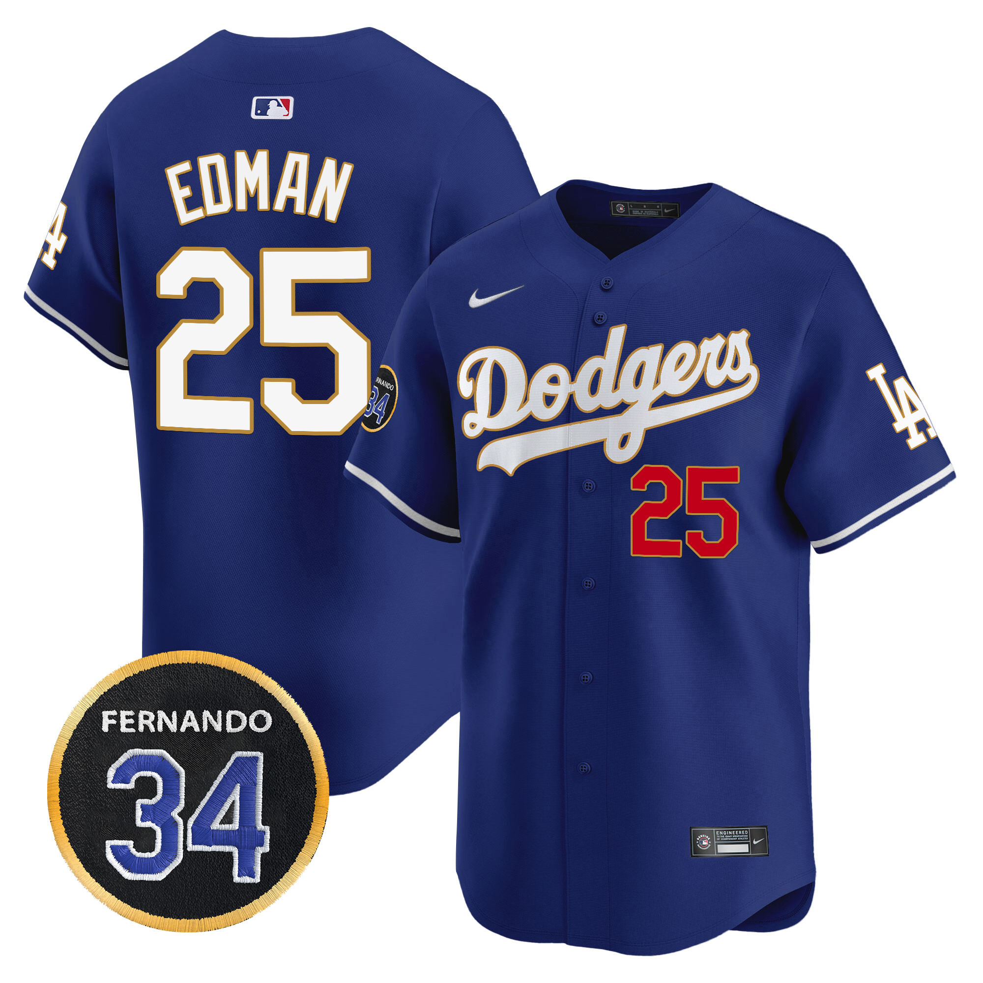 Men's Dodgers Fernando Valenzuela Memorial Patch Vapor Premier Limited Jersey - All Stitched