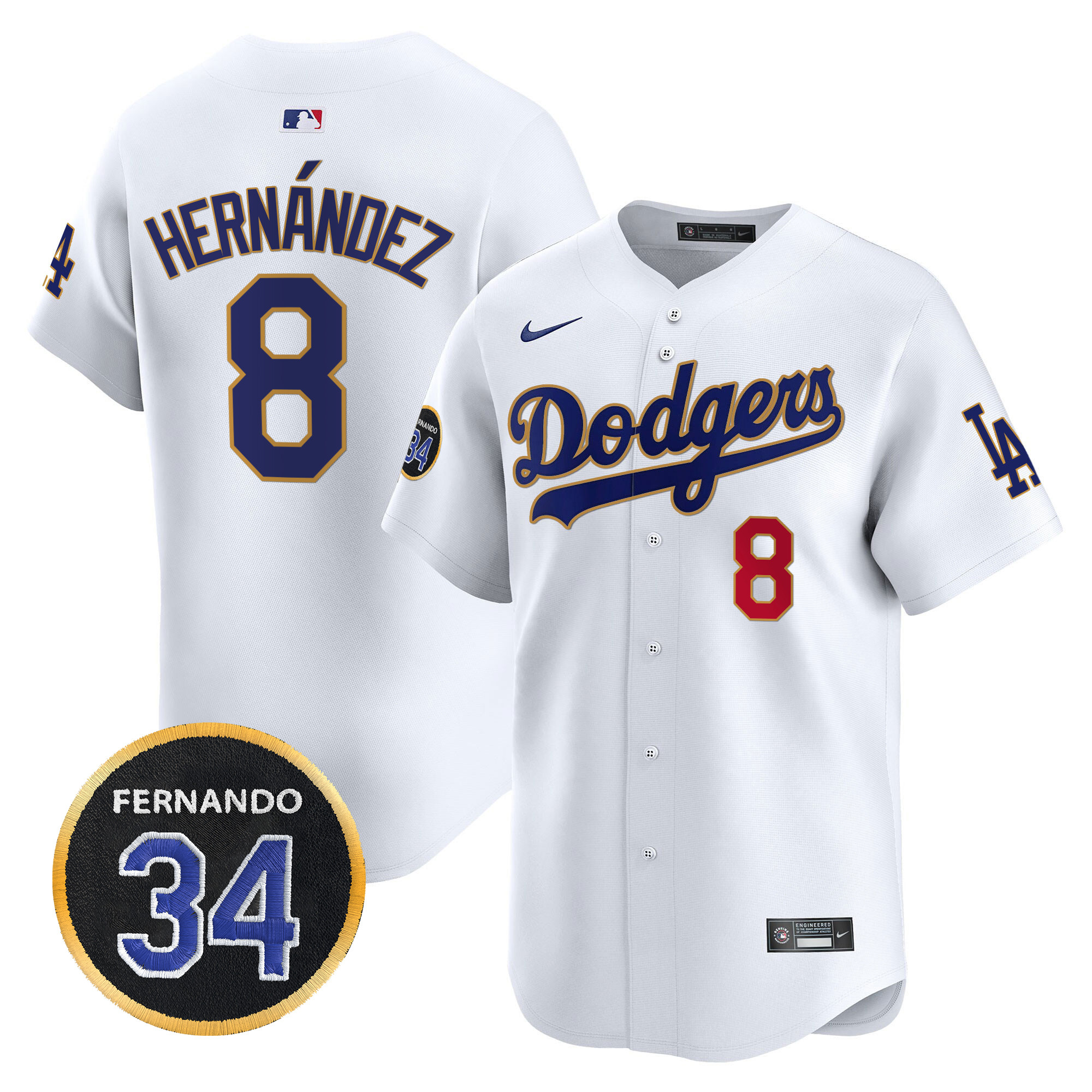 Men's Dodgers Fernando Valenzuela Memorial Patch Vapor Premier Limited Jersey - All Stitched