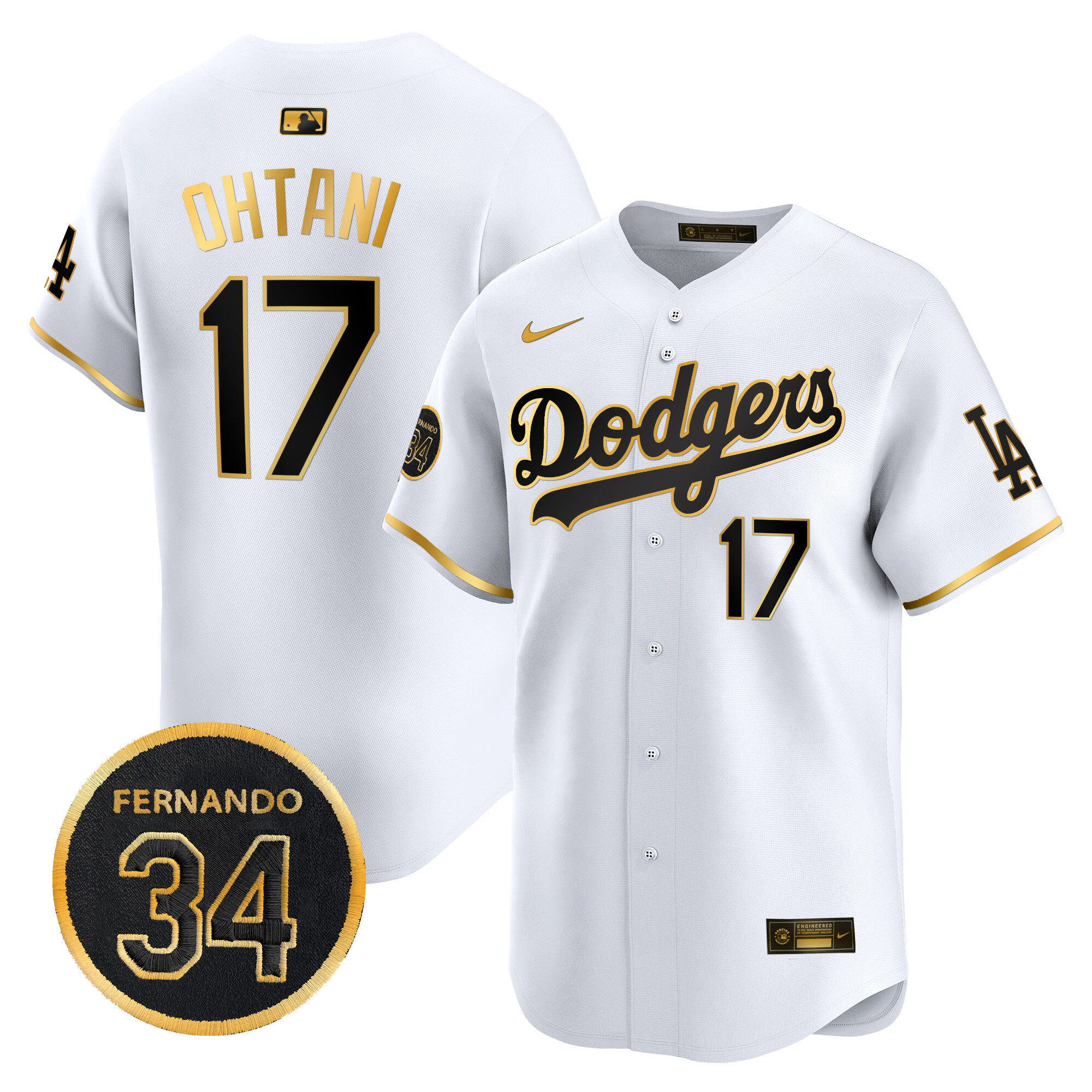 Men's Dodgers Fernando Valenzuela Memorial Patch Vapor Premier Limited Jersey - All Stitched