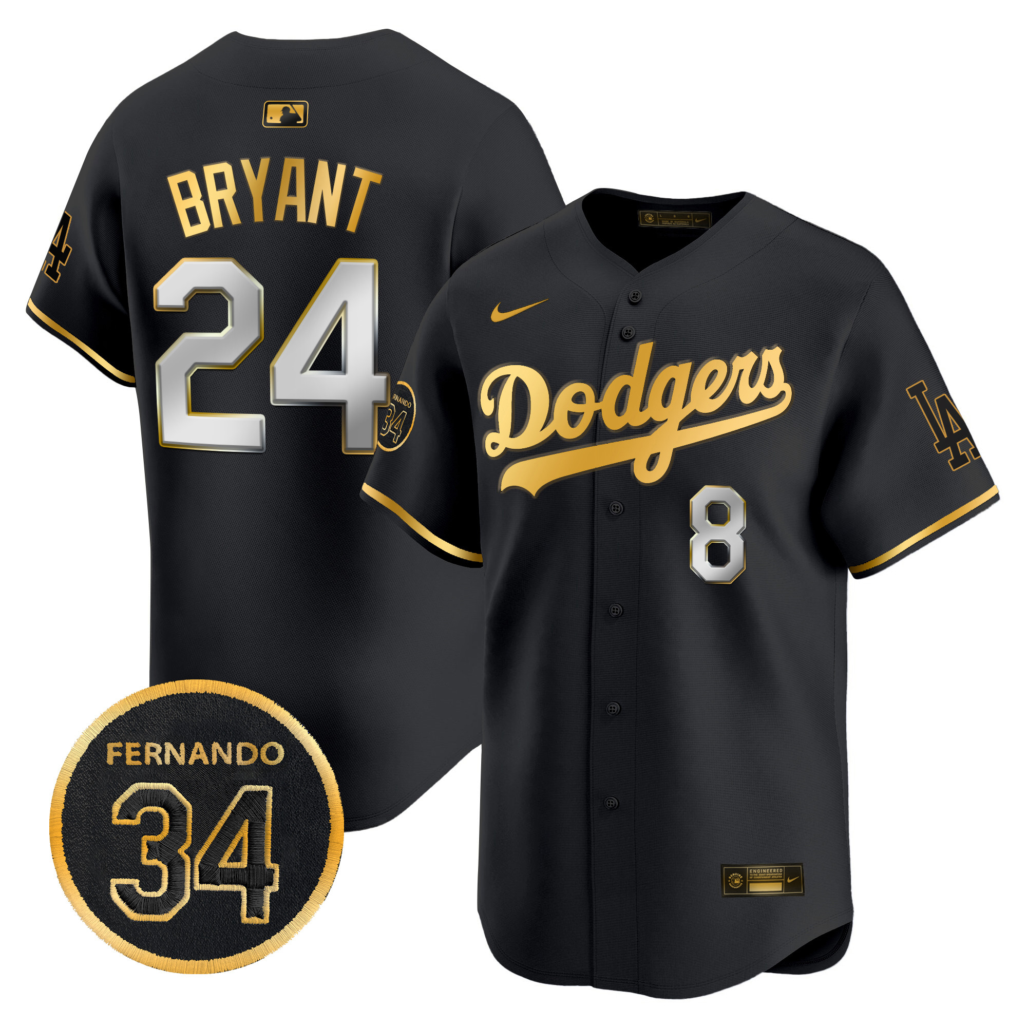 Men's Dodgers Fernando Valenzuela Memorial Patch Vapor Premier Limited Jersey - All Stitched