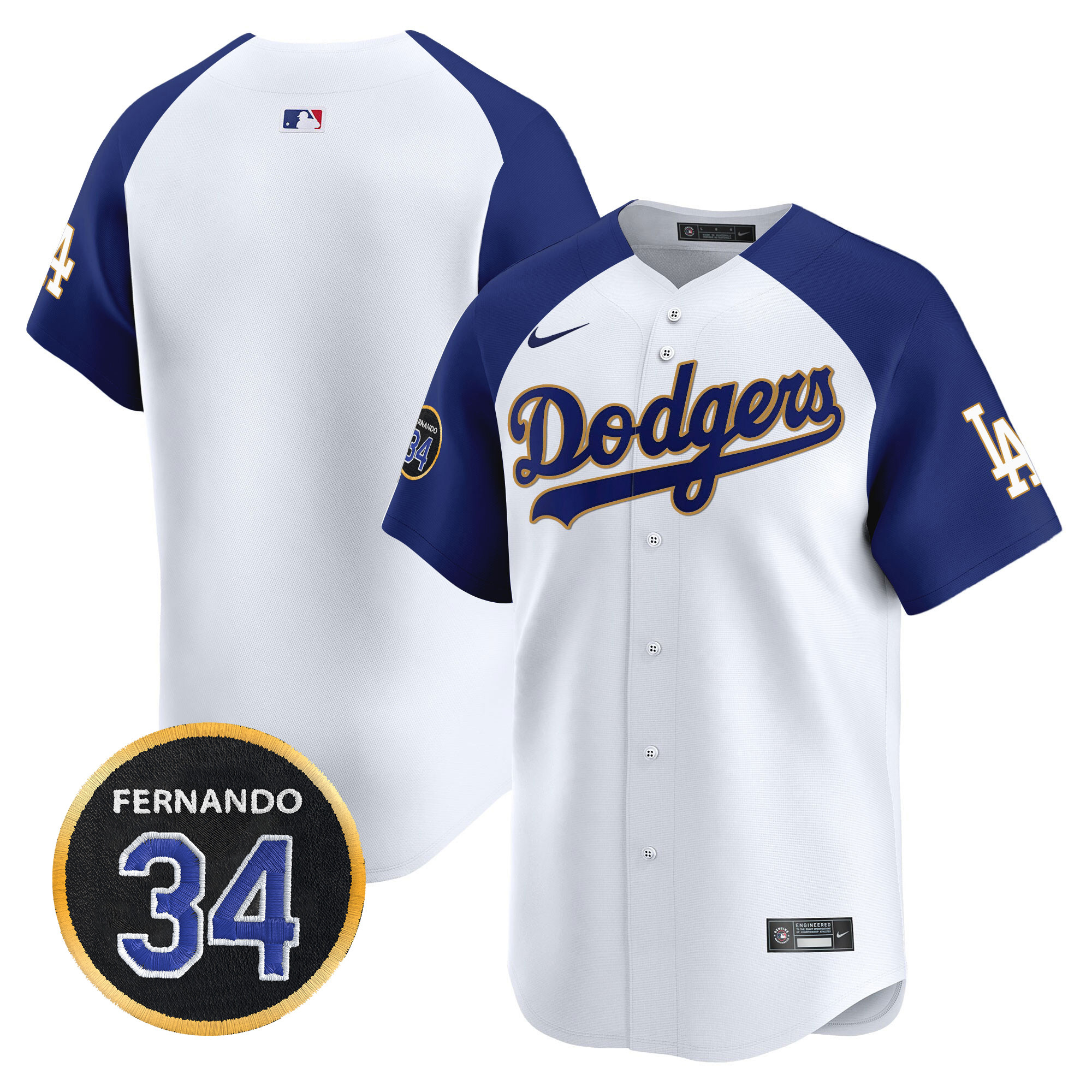 Men's Dodgers Fernando Valenzuela Memorial Patch Vapor Premier Limited Jersey - All Stitched