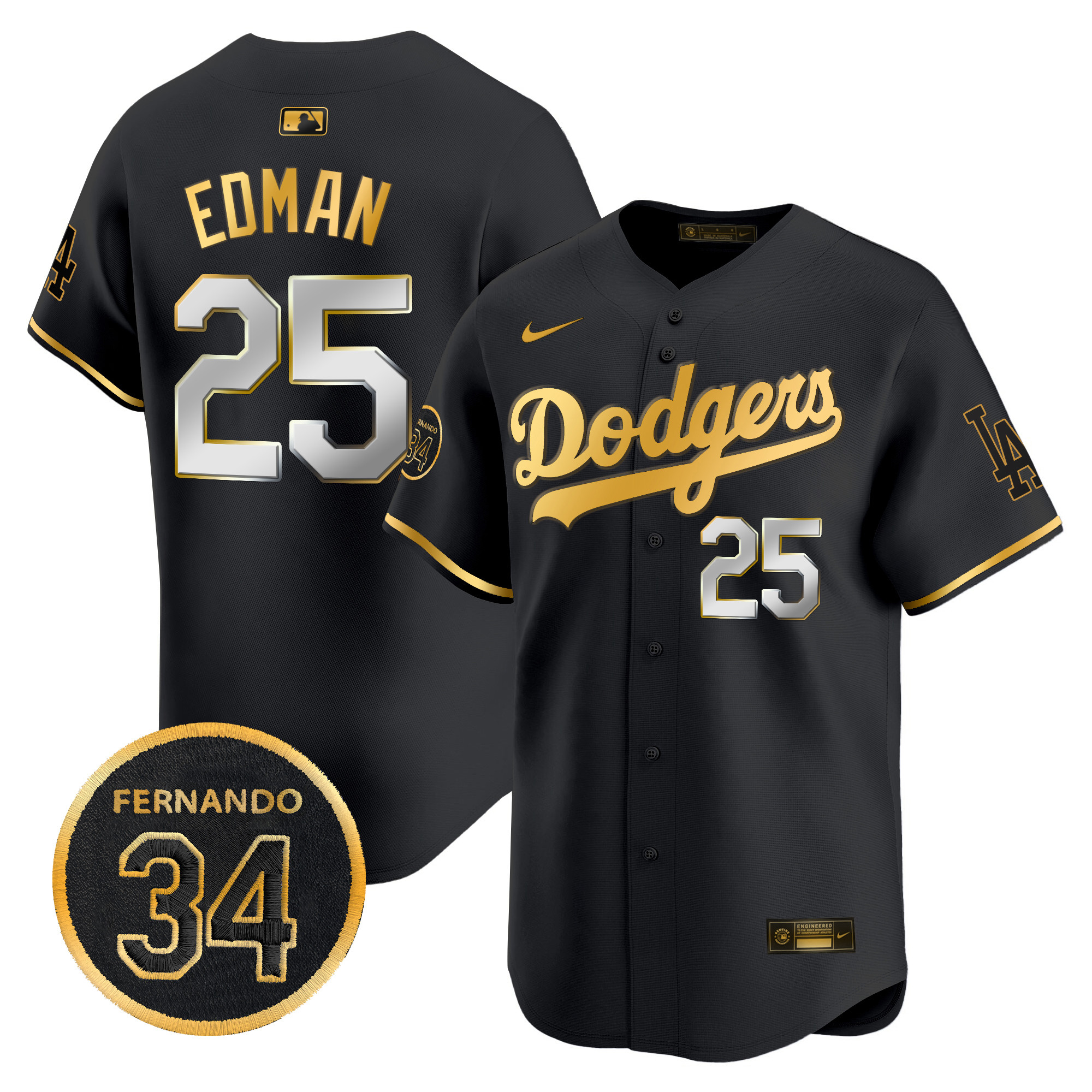 Men's Dodgers Fernando Valenzuela Memorial Patch Vapor Premier Limited Jersey - All Stitched