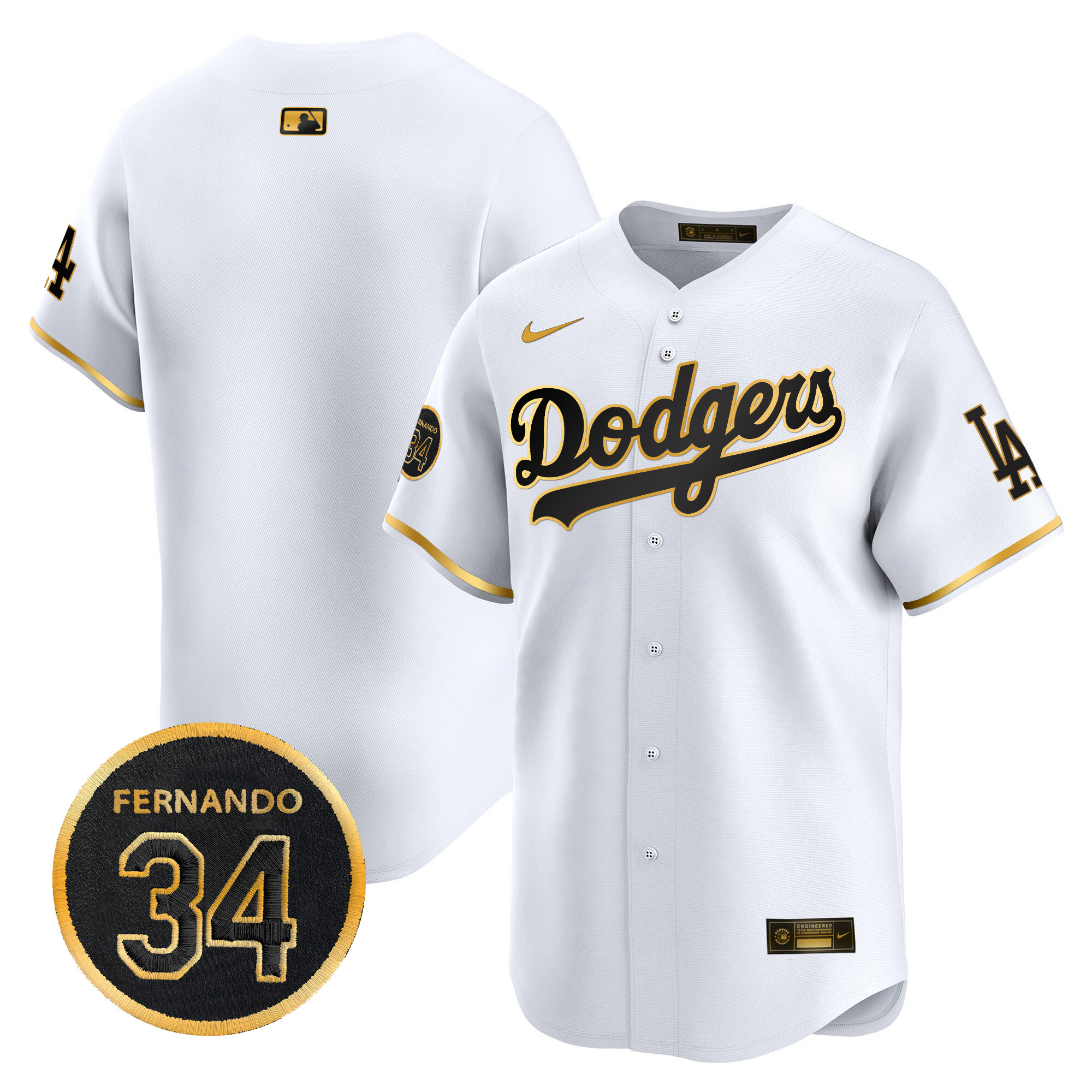Men's Dodgers Fernando Valenzuela Memorial Patch Vapor Premier Limited Jersey - All Stitched