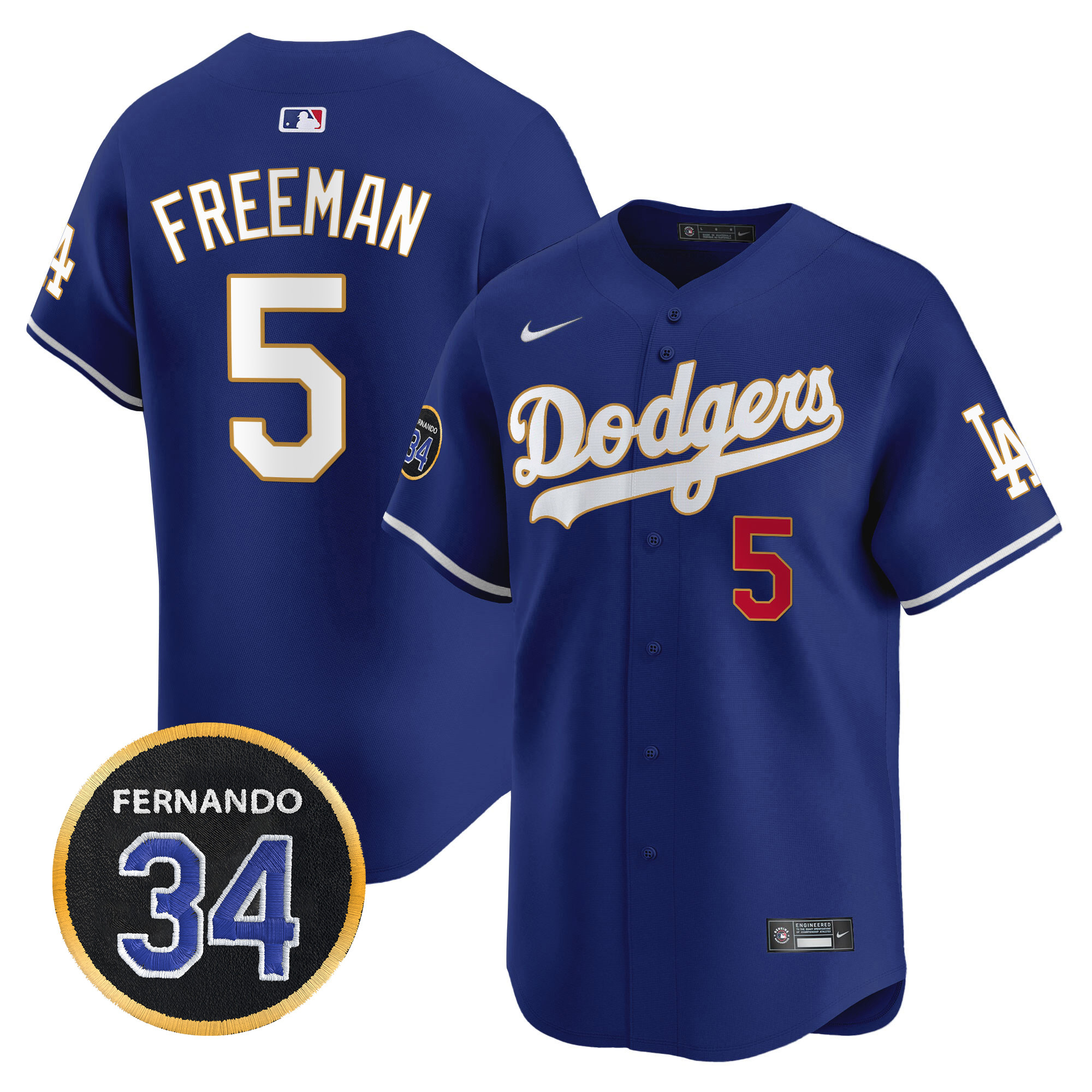 Men's Dodgers Fernando Valenzuela Memorial Patch Vapor Premier Limited Jersey - All Stitched