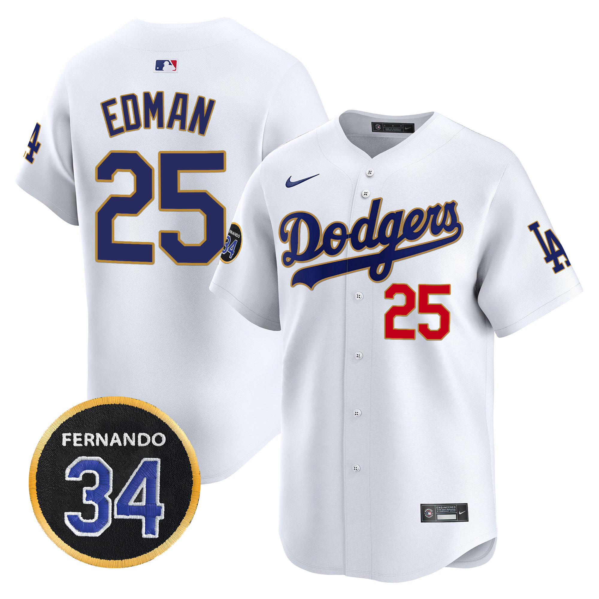 Men's Dodgers Fernando Valenzuela Memorial Patch Vapor Premier Limited Jersey - All Stitched