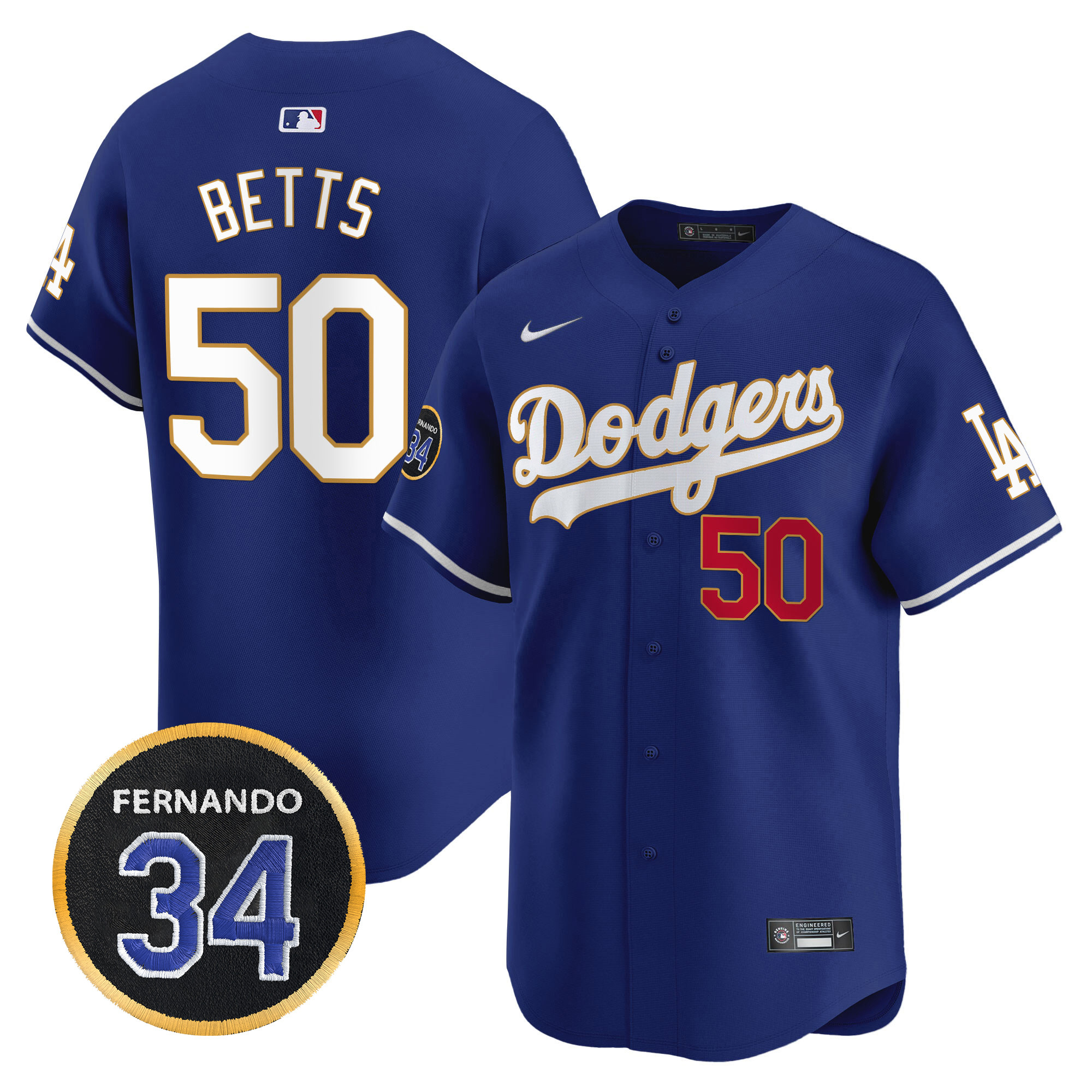Men's Dodgers Fernando Valenzuela Memorial Patch Vapor Premier Limited Jersey - All Stitched