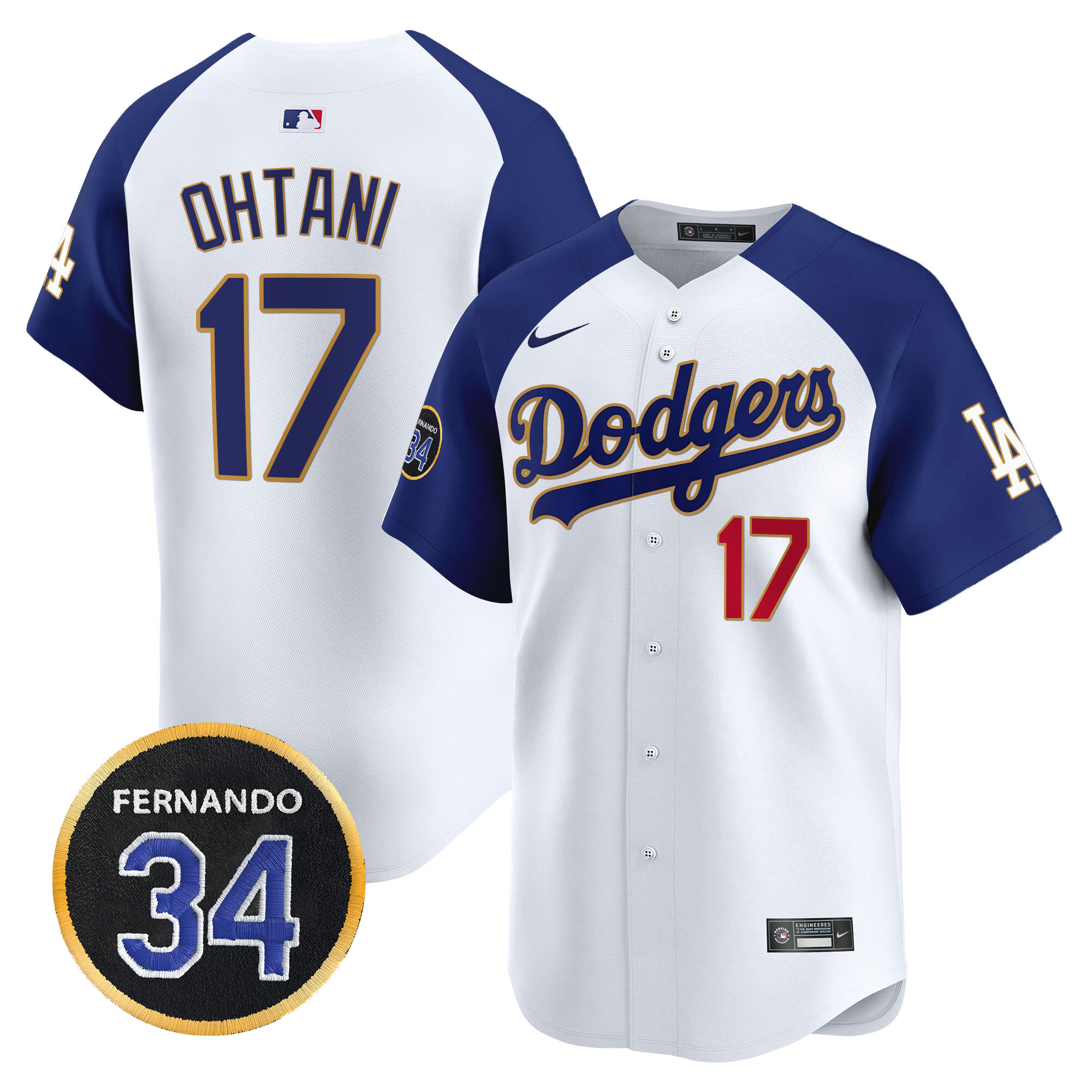 Men's Dodgers Fernando Valenzuela Memorial Patch Vapor Premier Limited Jersey - All Stitched