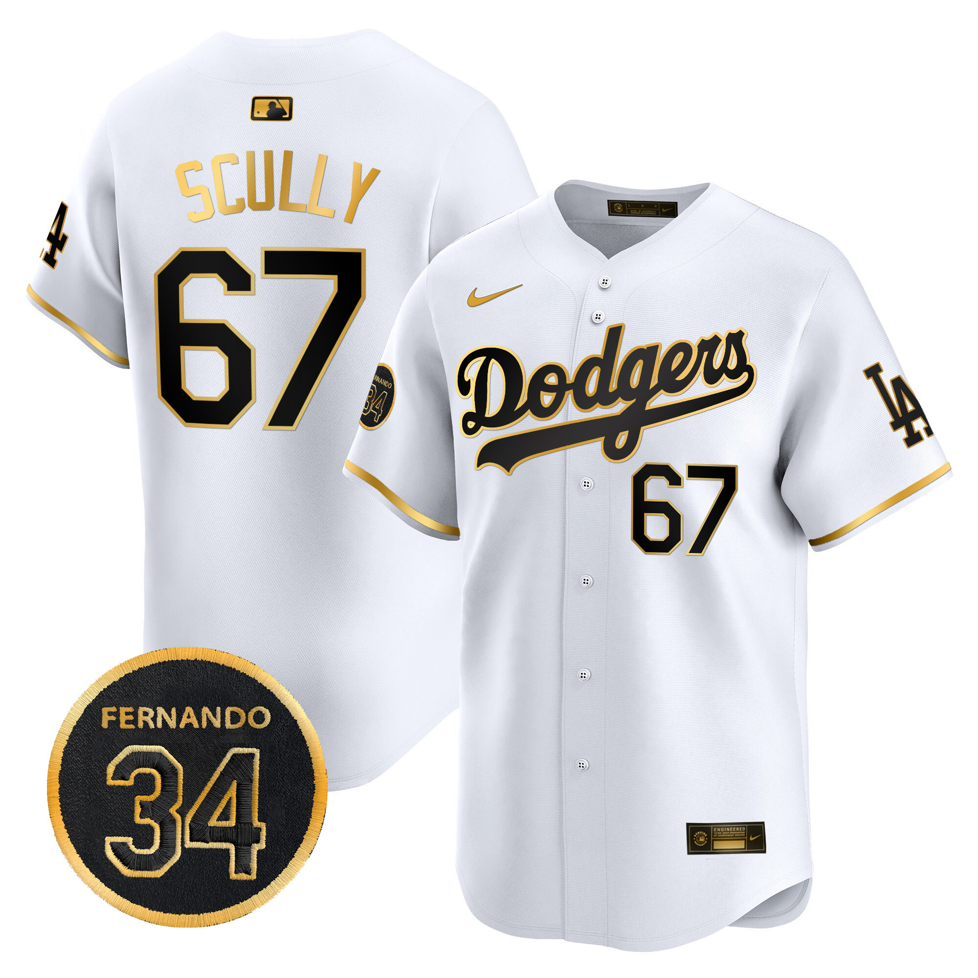Men's Dodgers Fernando Valenzuela Memorial Patch Vapor Premier Limited Jersey - All Stitched