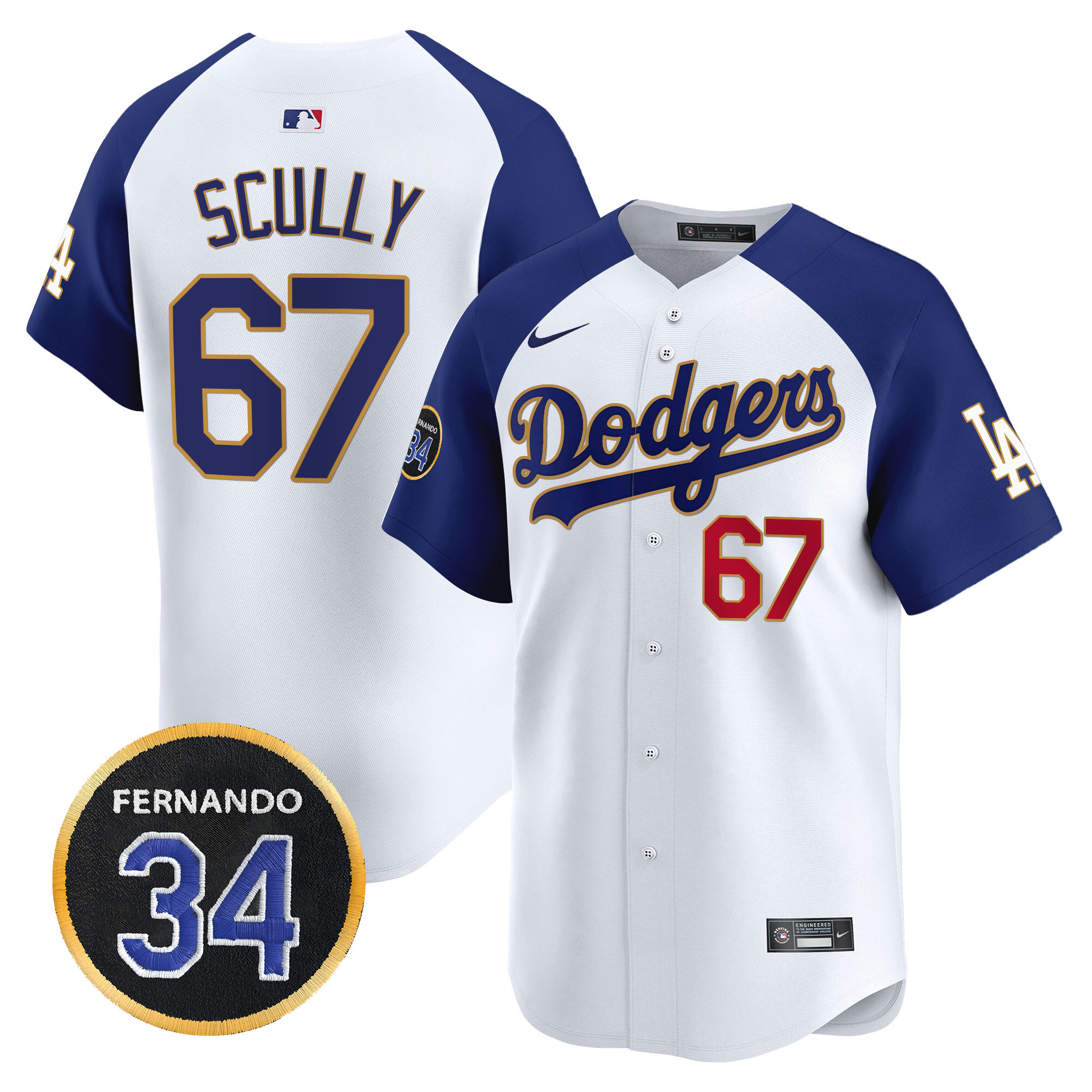 Men's Dodgers Fernando Valenzuela Memorial Patch Vapor Premier Limited Jersey - All Stitched