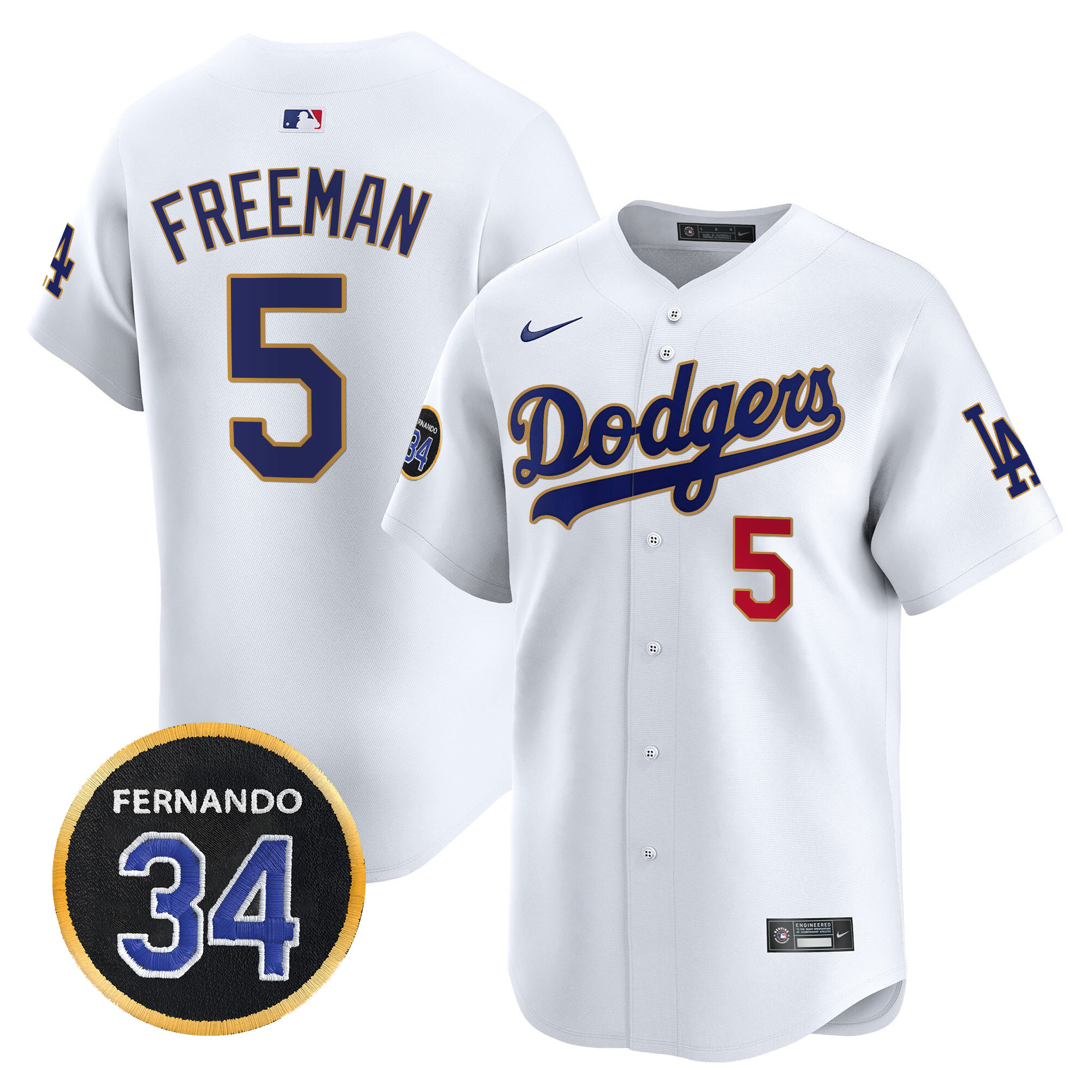 Men's Dodgers Fernando Valenzuela Memorial Patch Vapor Premier Limited Jersey - All Stitched