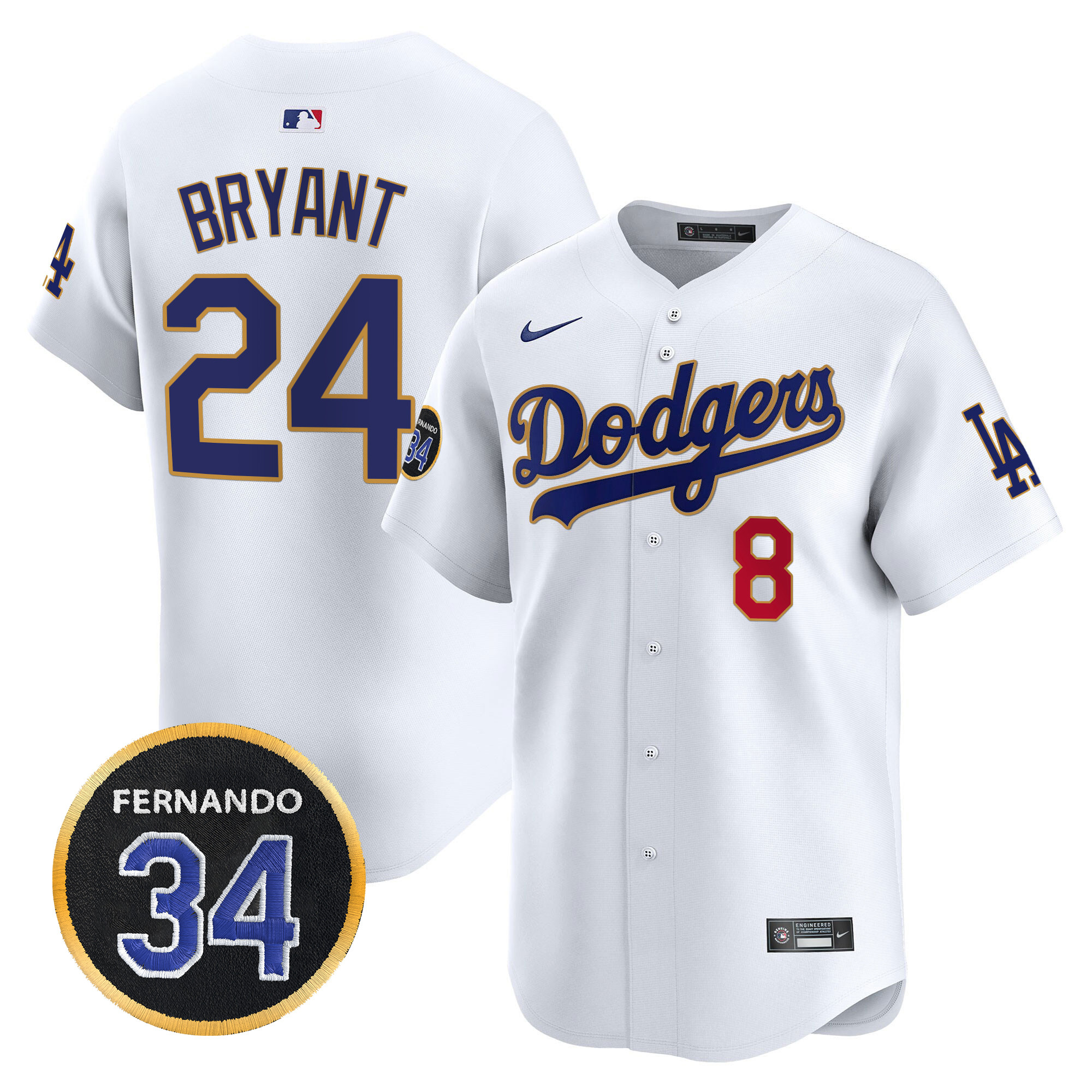 Men's Dodgers Fernando Valenzuela Memorial Patch Vapor Premier Limited Jersey - All Stitched