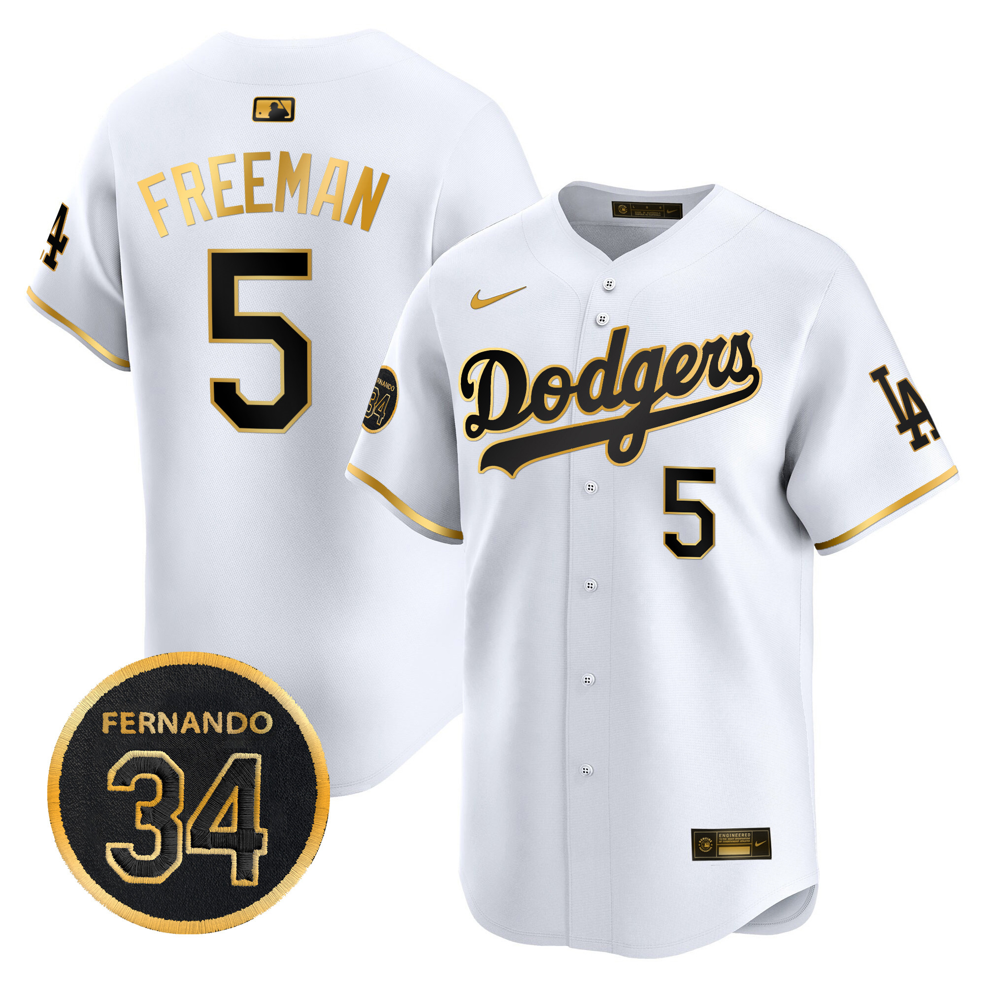 Men's Dodgers Fernando Valenzuela Memorial Patch Vapor Premier Limited Jersey - All Stitched