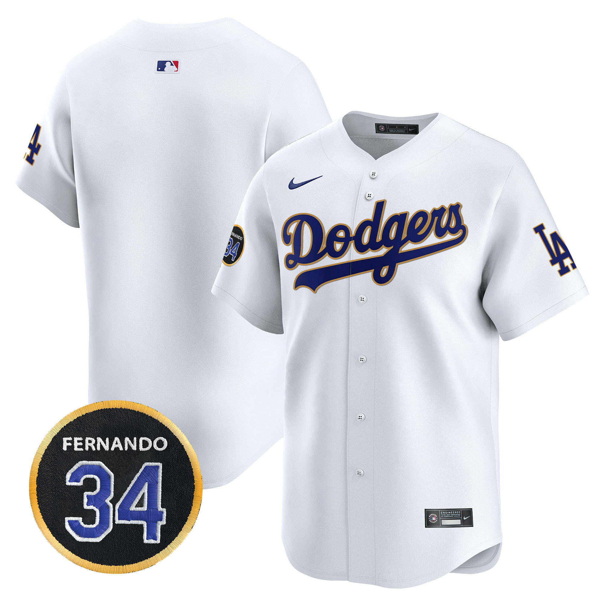 Men's Dodgers Fernando Valenzuela Memorial Patch Vapor Premier Limited Jersey - All Stitched