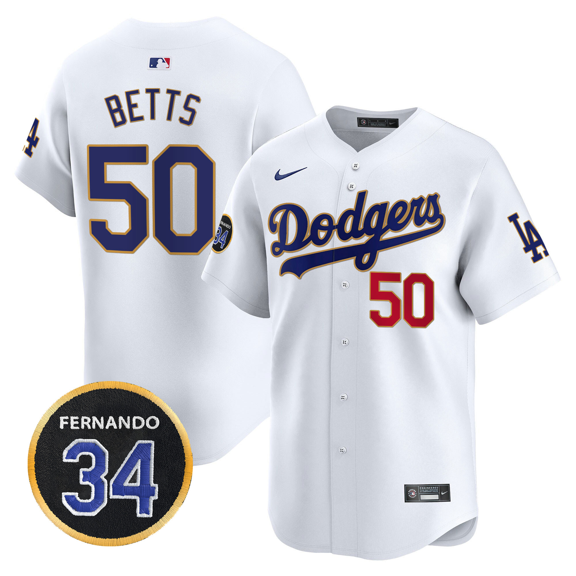 Men's Dodgers Fernando Valenzuela Memorial Patch Vapor Premier Limited Jersey - All Stitched