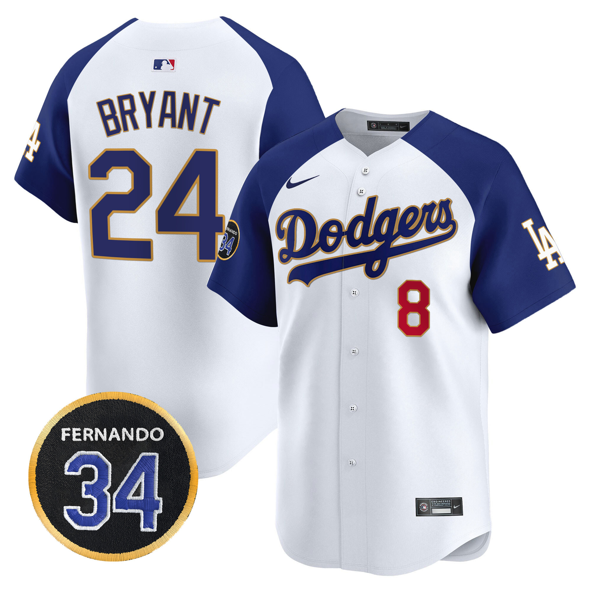 Men's Dodgers Fernando Valenzuela Memorial Patch Vapor Premier Limited Jersey - All Stitched