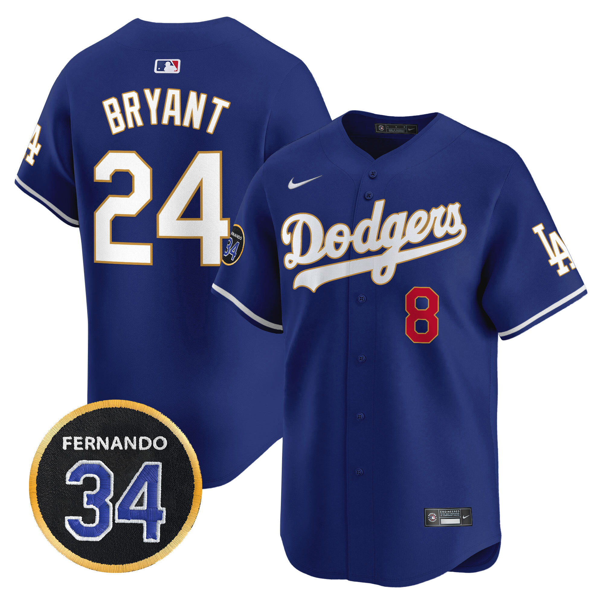Men's Dodgers Fernando Valenzuela Memorial Patch Vapor Premier Limited Jersey - All Stitched