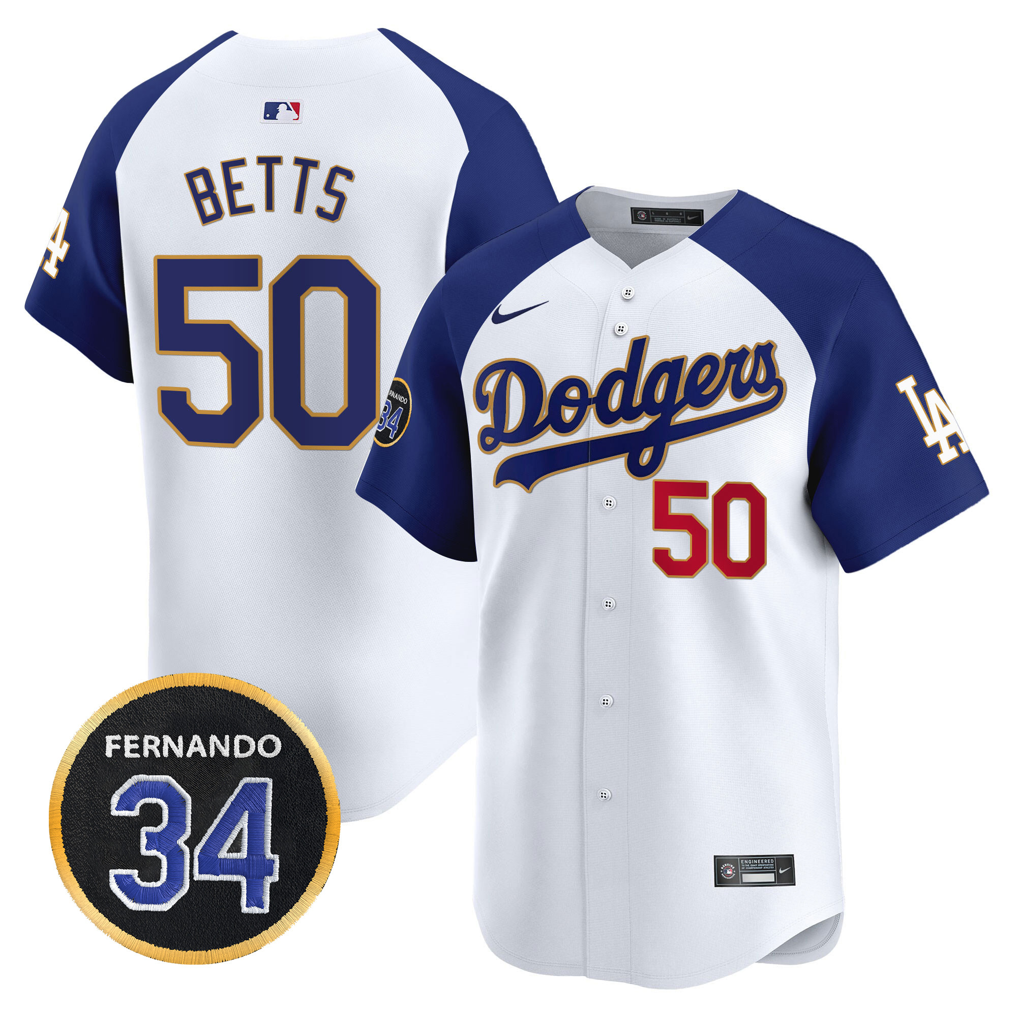 Men's Dodgers Fernando Valenzuela Memorial Patch Vapor Premier Limited Jersey - All Stitched