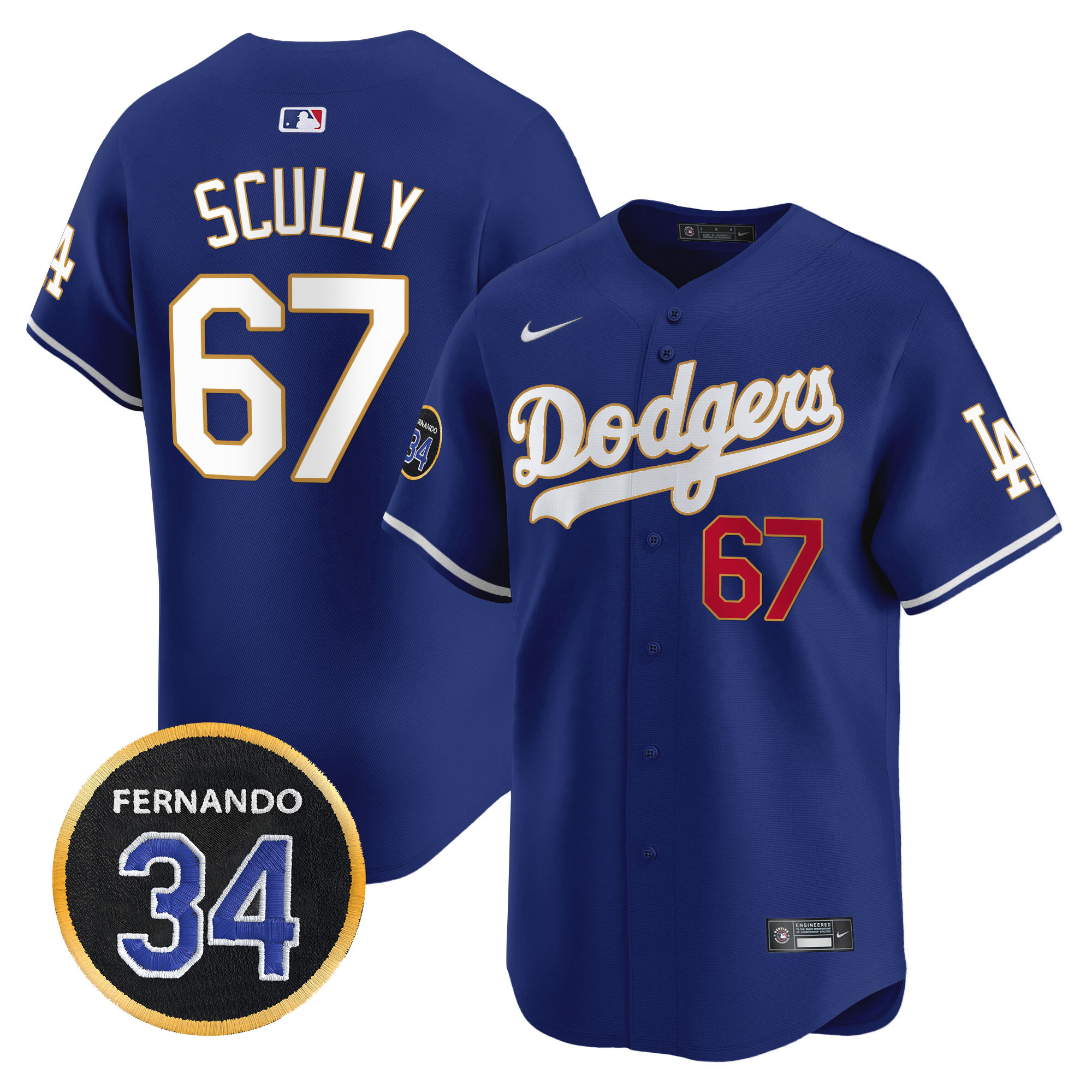 Men's Dodgers Fernando Valenzuela Memorial Patch Vapor Premier Limited Jersey - All Stitched