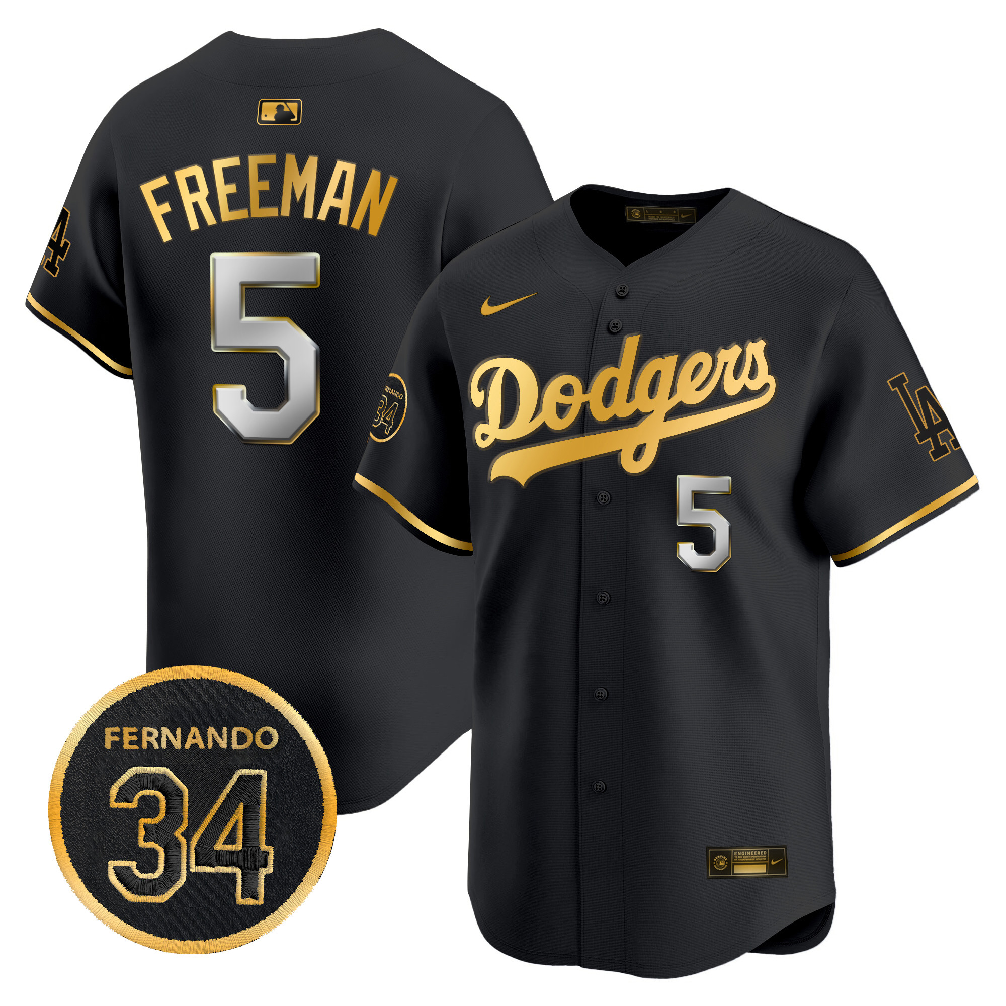 Men's Dodgers Fernando Valenzuela Memorial Patch Vapor Premier Limited Jersey - All Stitched