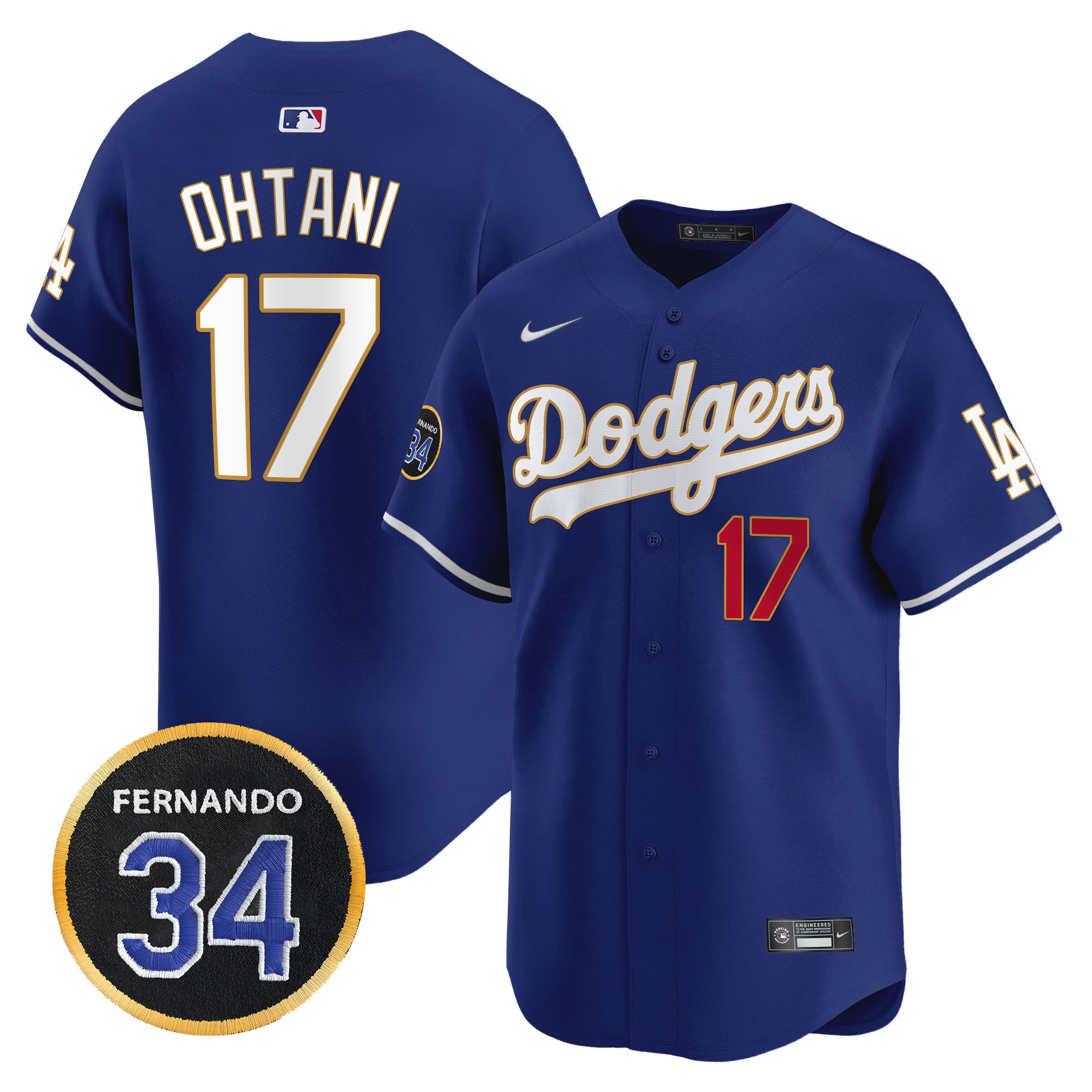 Men's Dodgers Fernando Valenzuela Memorial Patch Vapor Premier Limited Jersey - All Stitched