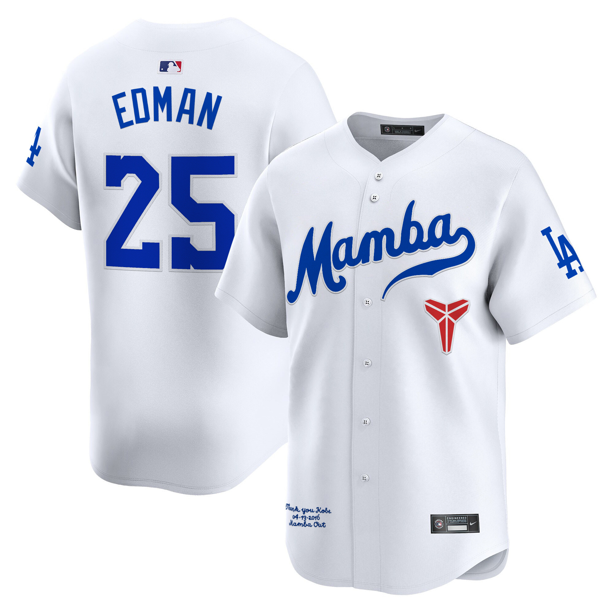 Men's Dodgers Kobe Bryant Mamba Vapor Premier Limited Jersey - All Stitched