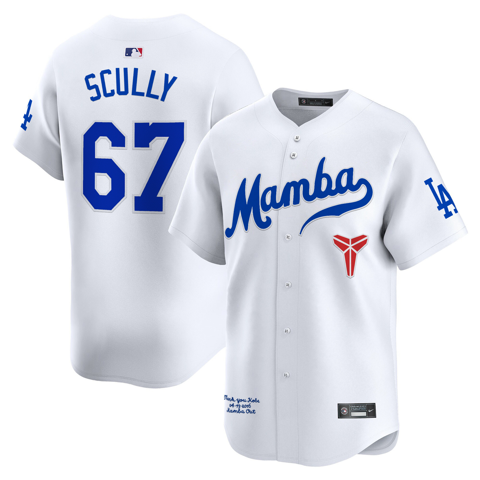 Men's Dodgers Kobe Bryant Mamba Vapor Premier Limited Jersey - All Stitched
