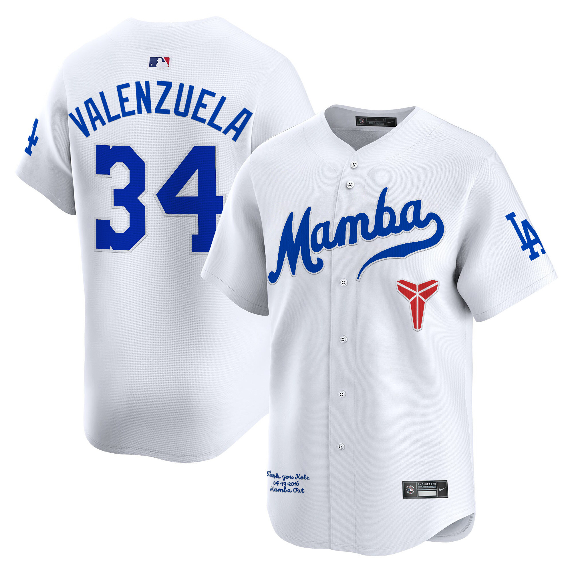 Men's Dodgers Kobe Bryant Mamba Vapor Premier Limited Jersey - All Stitched