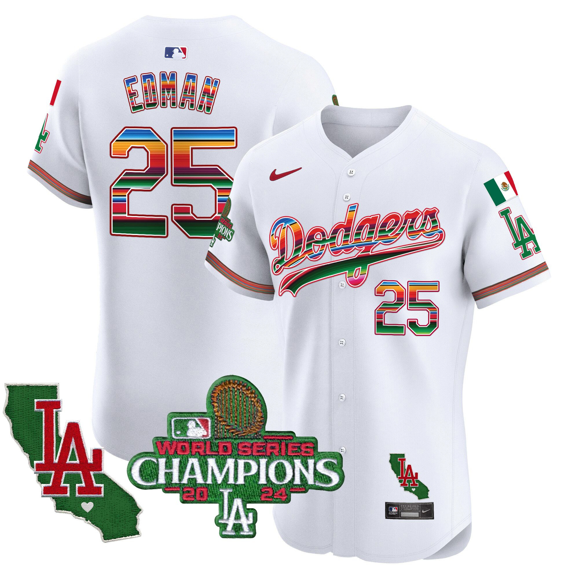 Men's Dodgers Mexico 2024 World Series Champions Vapor Premier Elite Jersey - All Stitched