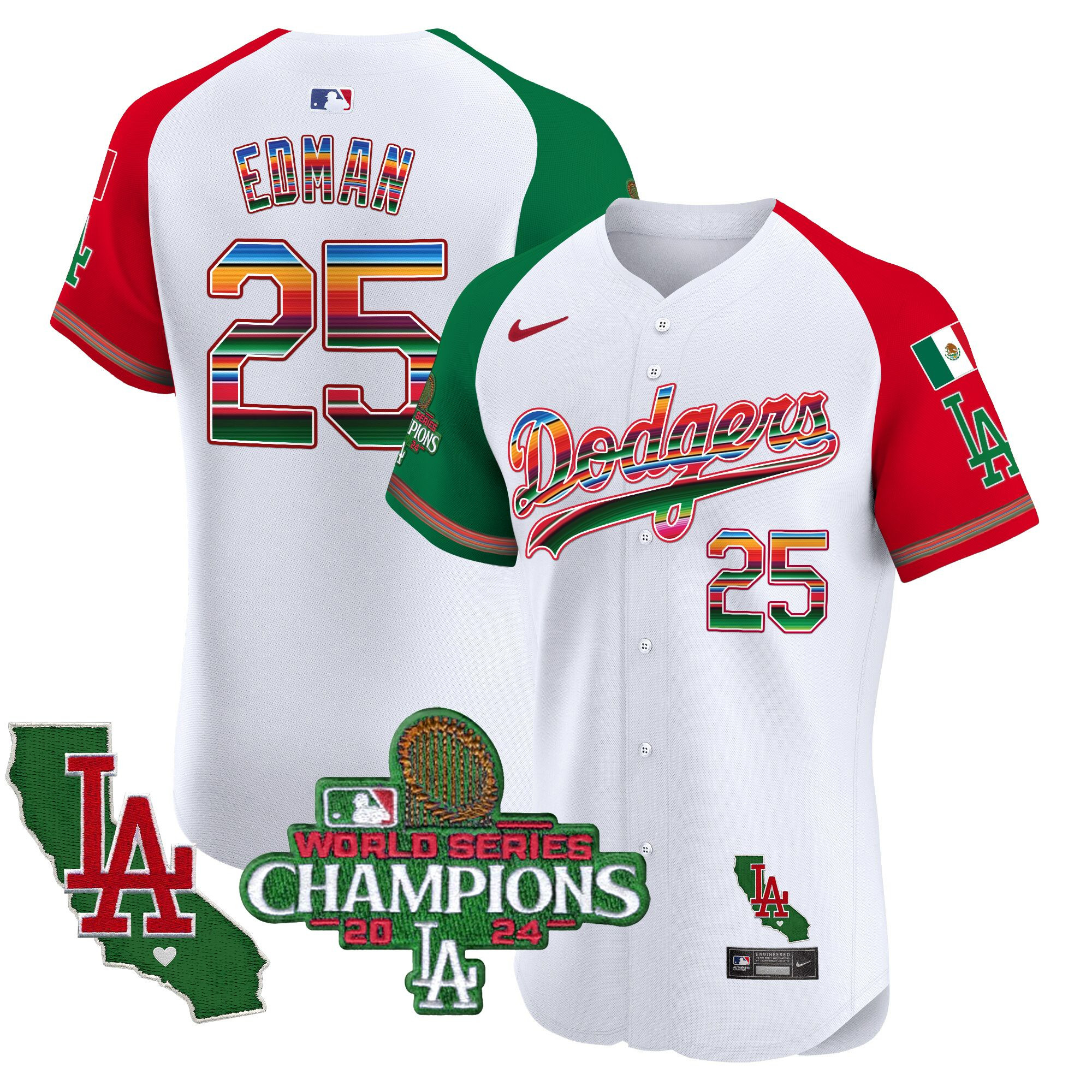 Men's Dodgers Mexico 2024 World Series Champions Vapor Premier Elite Jersey - All Stitched