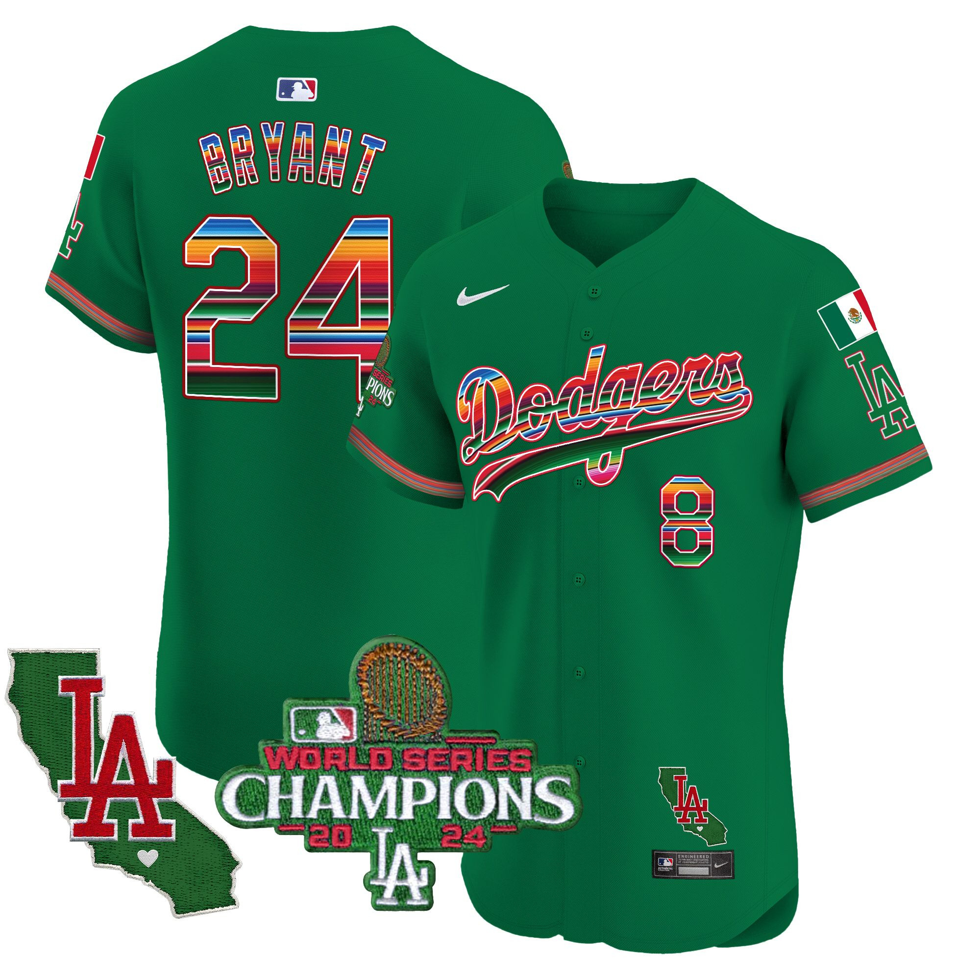 Men's Dodgers Mexico 2024 World Series Champions Vapor Premier Elite Jersey - All Stitched
