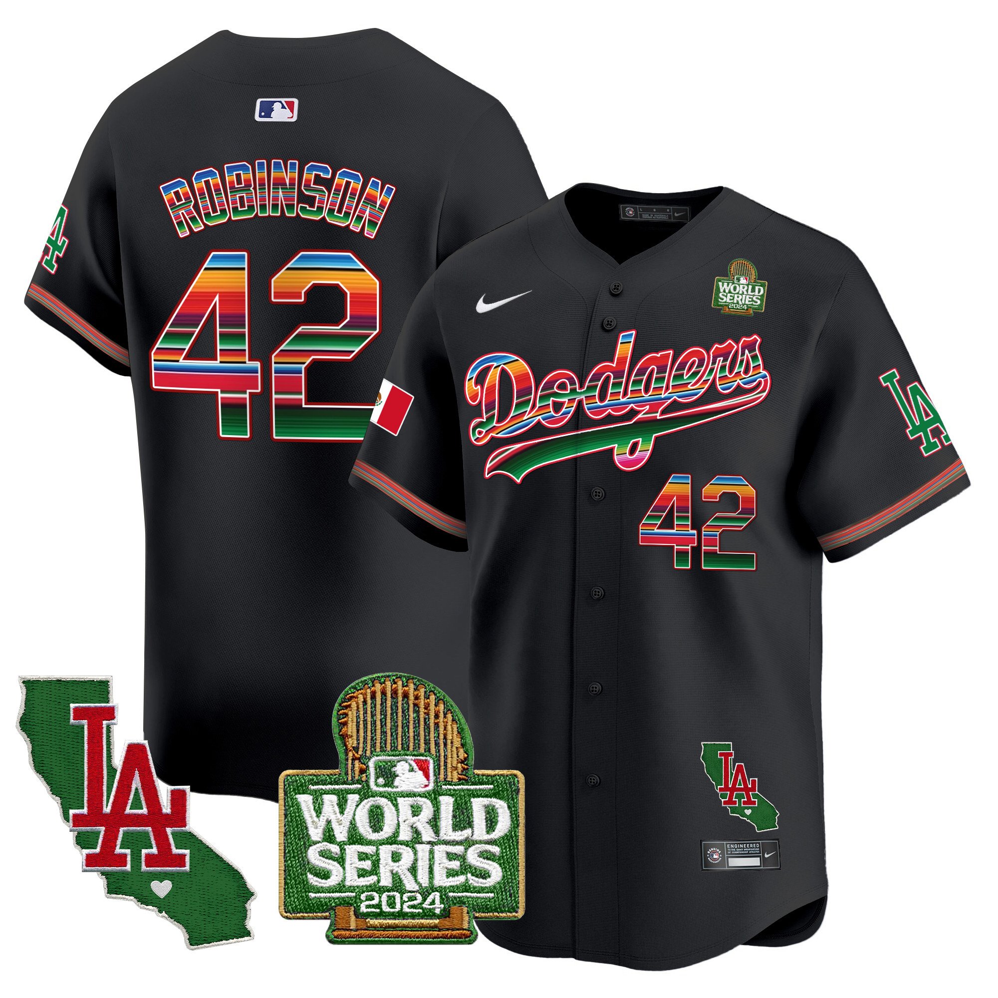 Men's Dodgers Mexico 2024 World Series Vapor Premier Limited Jersey V2 - All Stitched