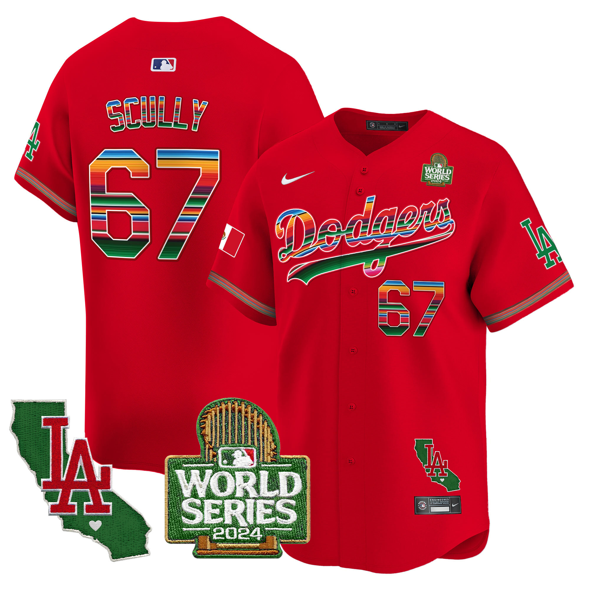 Men's Dodgers Mexico 2024 World Series Vapor Premier Limited Jersey V2 - All Stitched