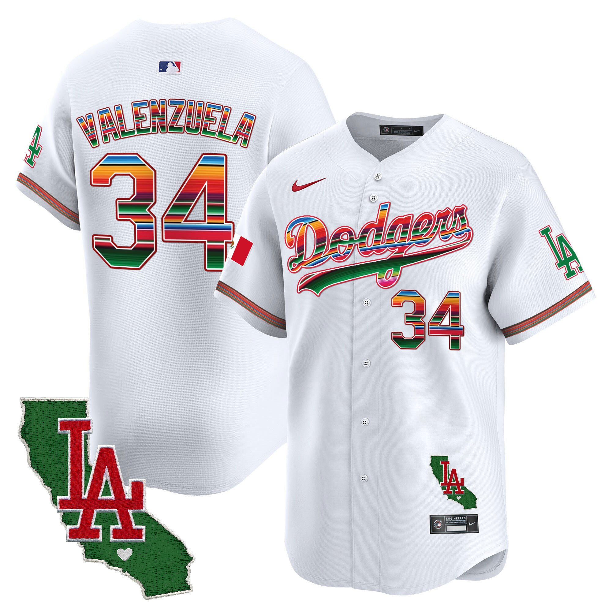 Men's Dodgers Mexico California Patch 2024 Vapor Premier Limited Jersey - All Stitched