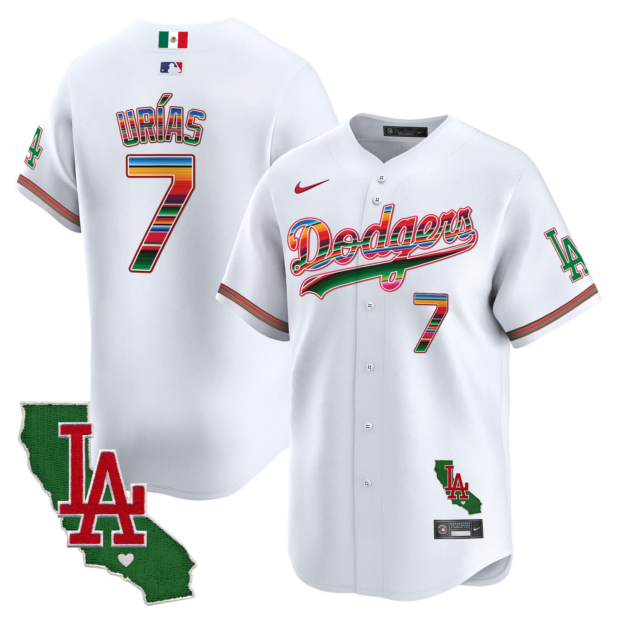 Men's Dodgers Mexico California Patch Vapor Premier Limited Jersey V2 - All Stitched