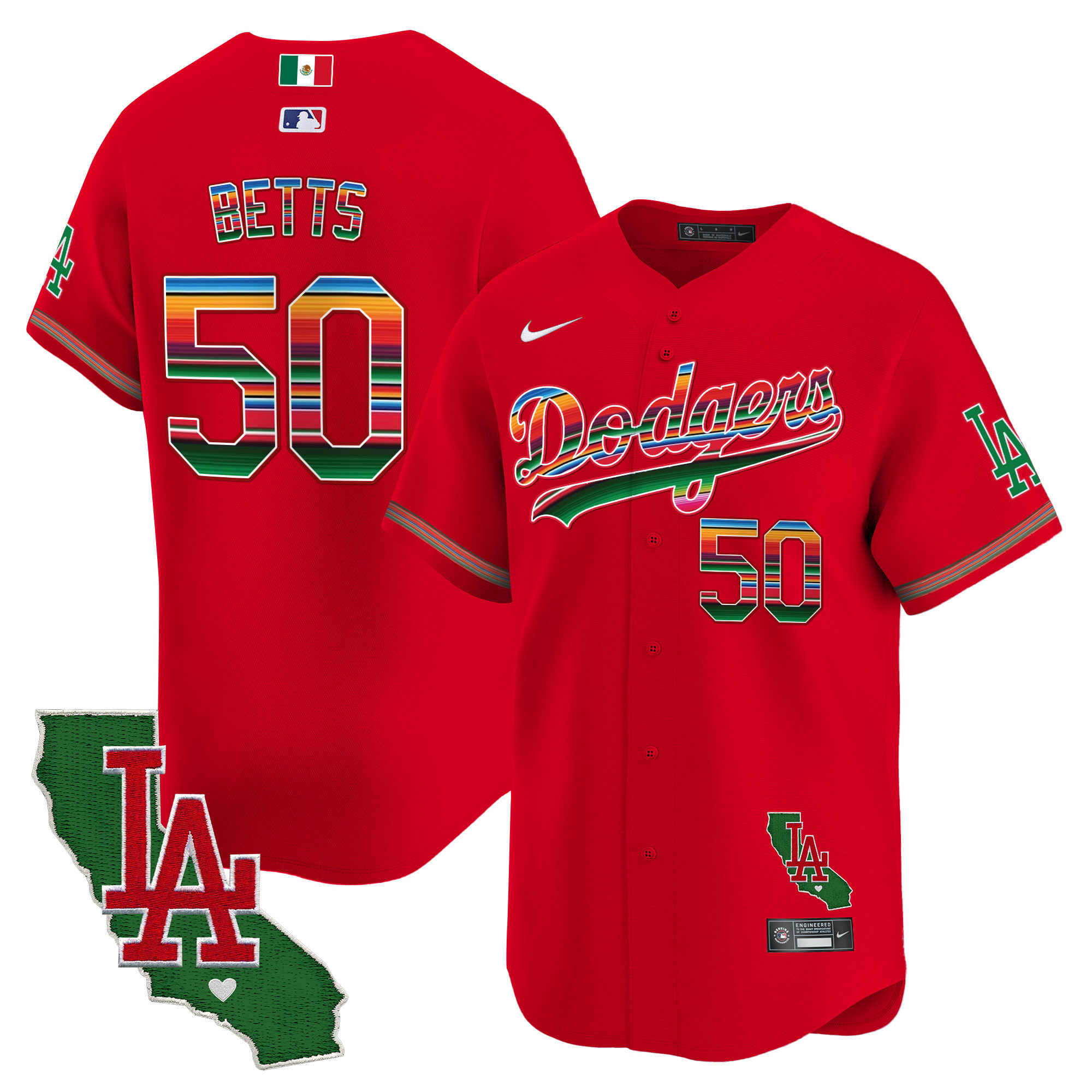 Men's Dodgers Mexico California Patch Vapor Premier Limited Jersey V2 - All Stitched