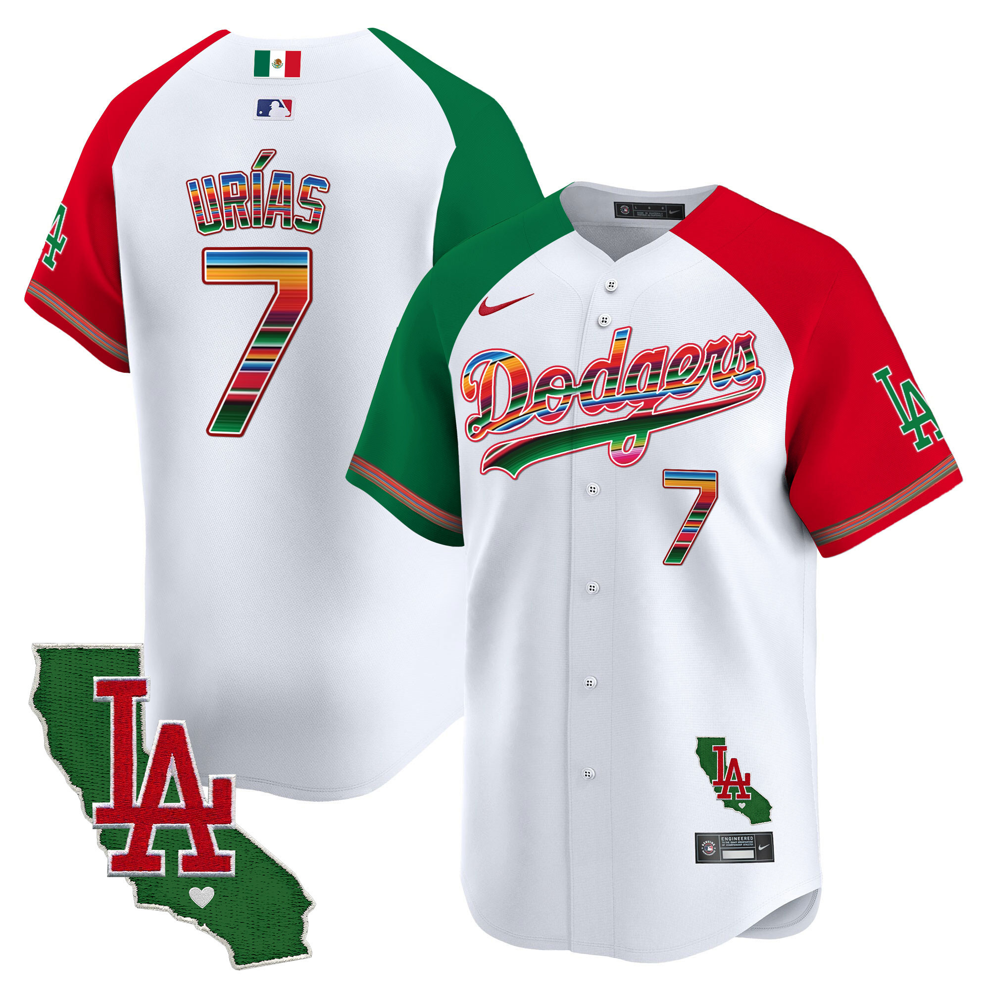 Men's Dodgers Mexico California Patch Vapor Premier Limited Jersey V2 - All Stitched