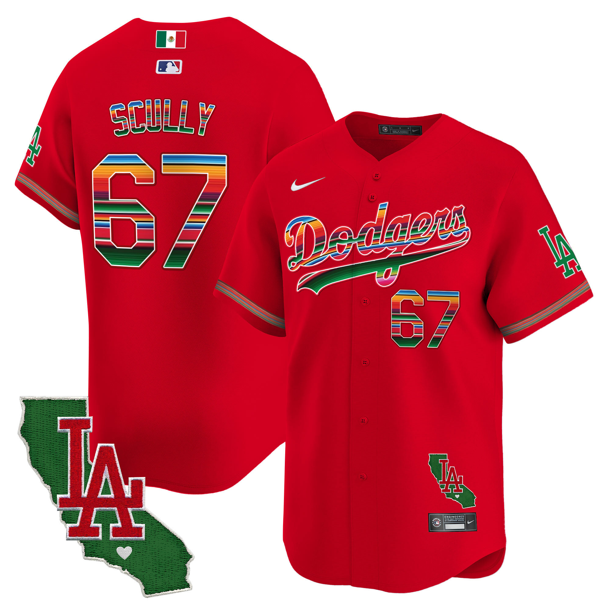 Men's Dodgers Mexico California Patch Vapor Premier Limited Jersey V2 - All Stitched
