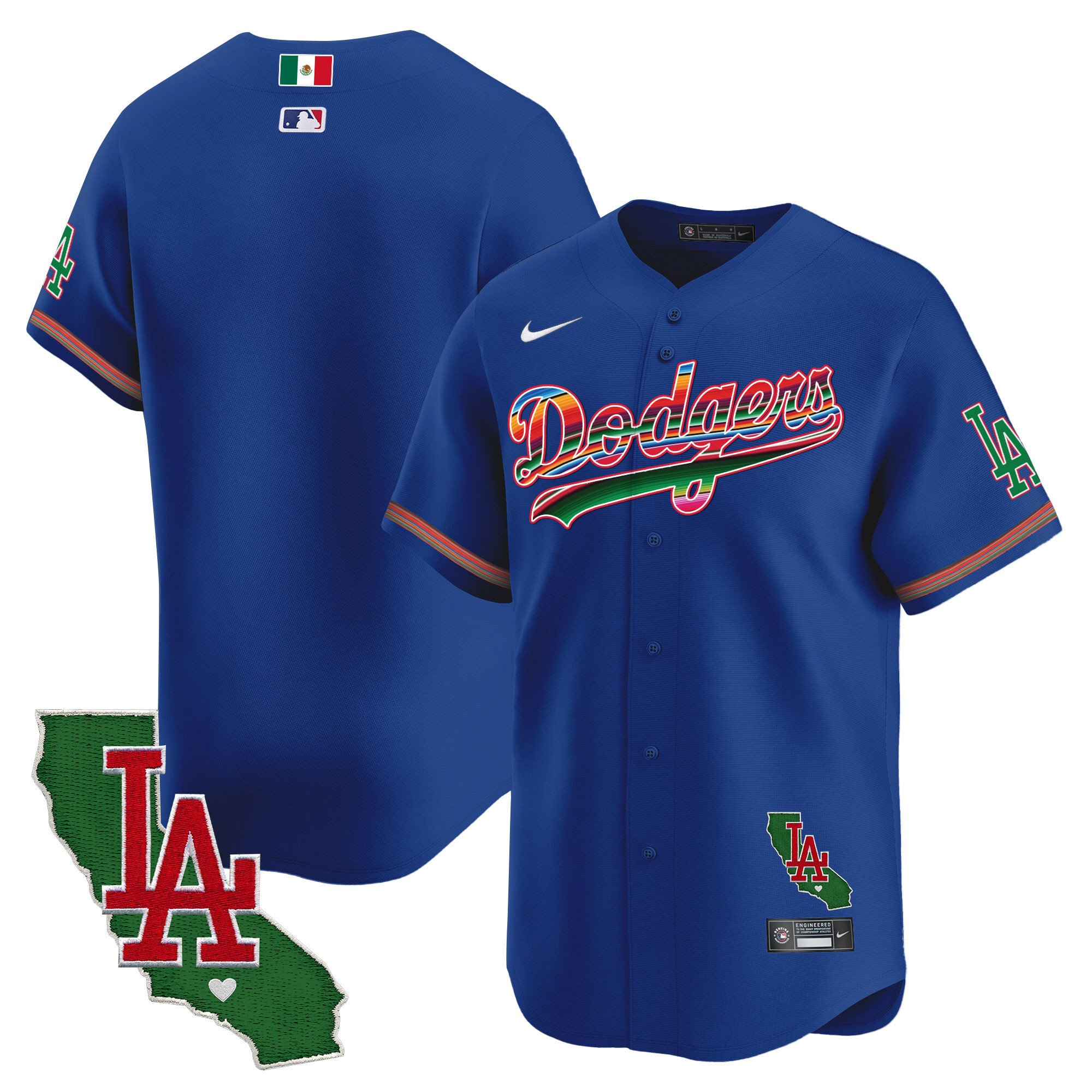 Men's Dodgers Mexico California Patch Vapor Premier Limited Jersey V2 - All Stitched