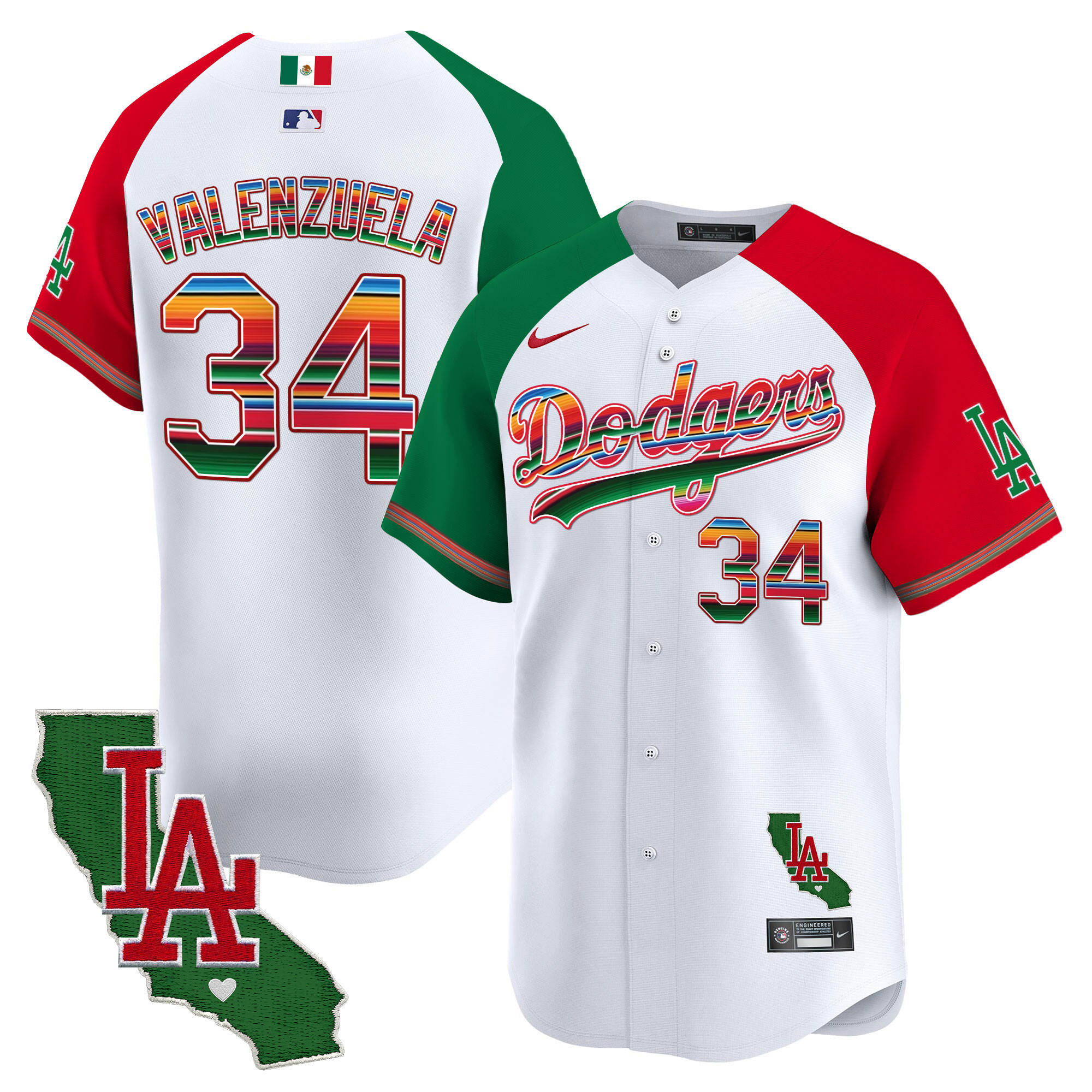 Men's Dodgers Mexico California Patch Vapor Premier Limited Jersey V2 - All Stitched