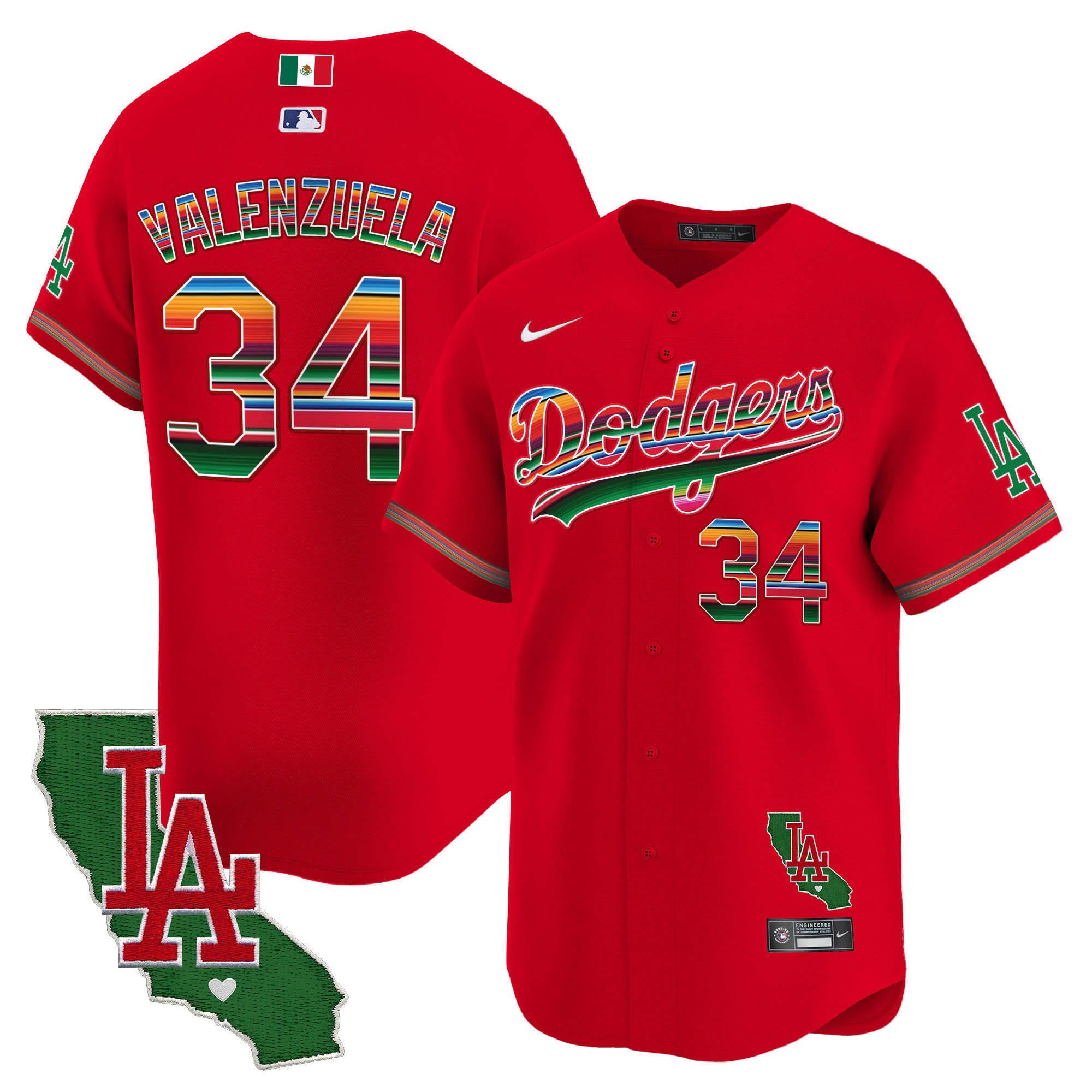 Men's Dodgers Mexico California Patch Vapor Premier Limited Jersey V2 - All Stitched