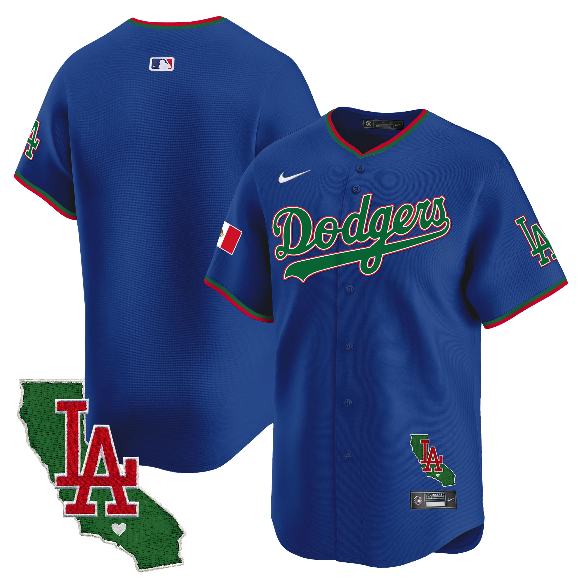 Men's Dodgers Mexico California Patch Vapor Premier Limited Jersey V4 - All Stitched