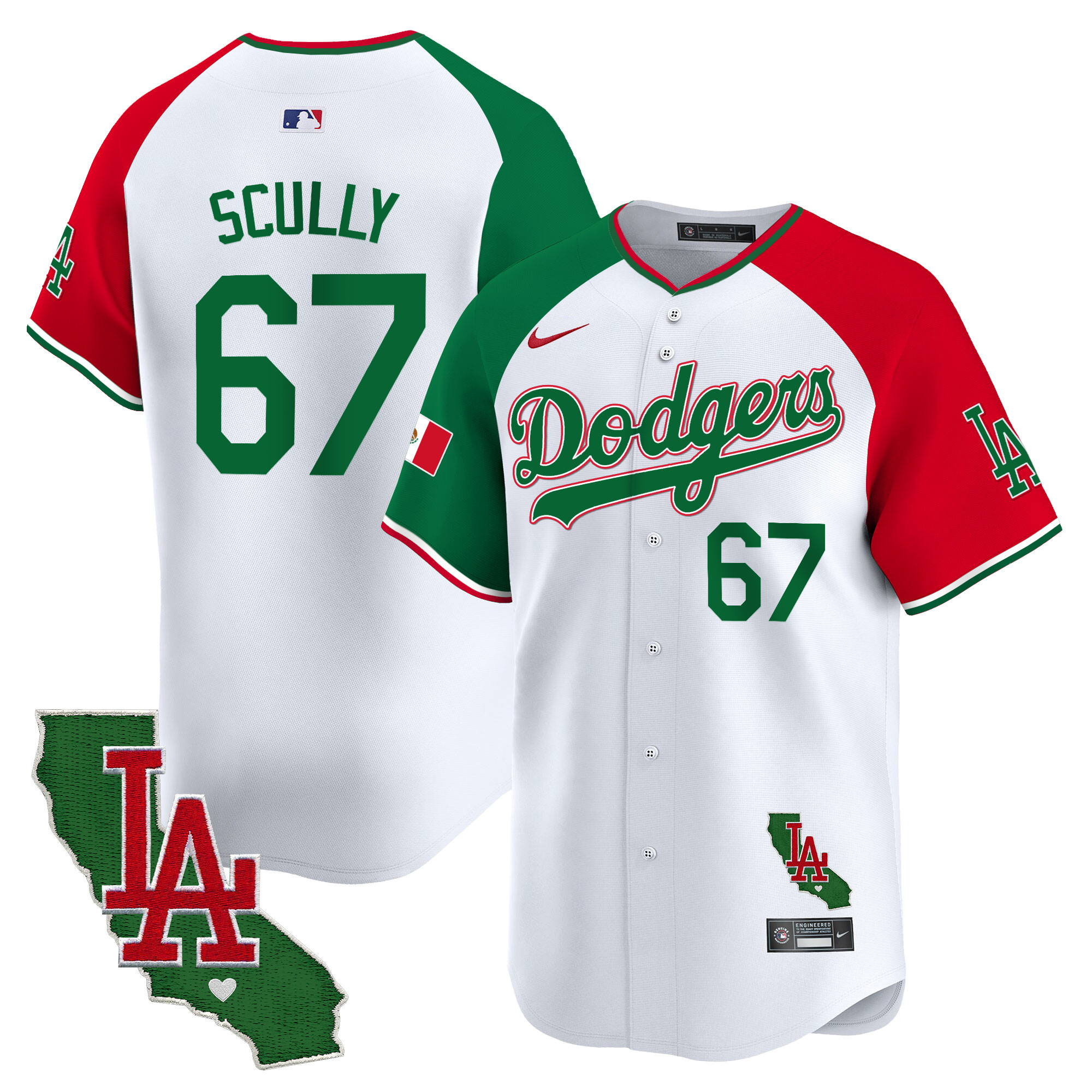 Men's Dodgers Mexico California Patch Vapor Premier Limited Jersey V4 - All Stitched