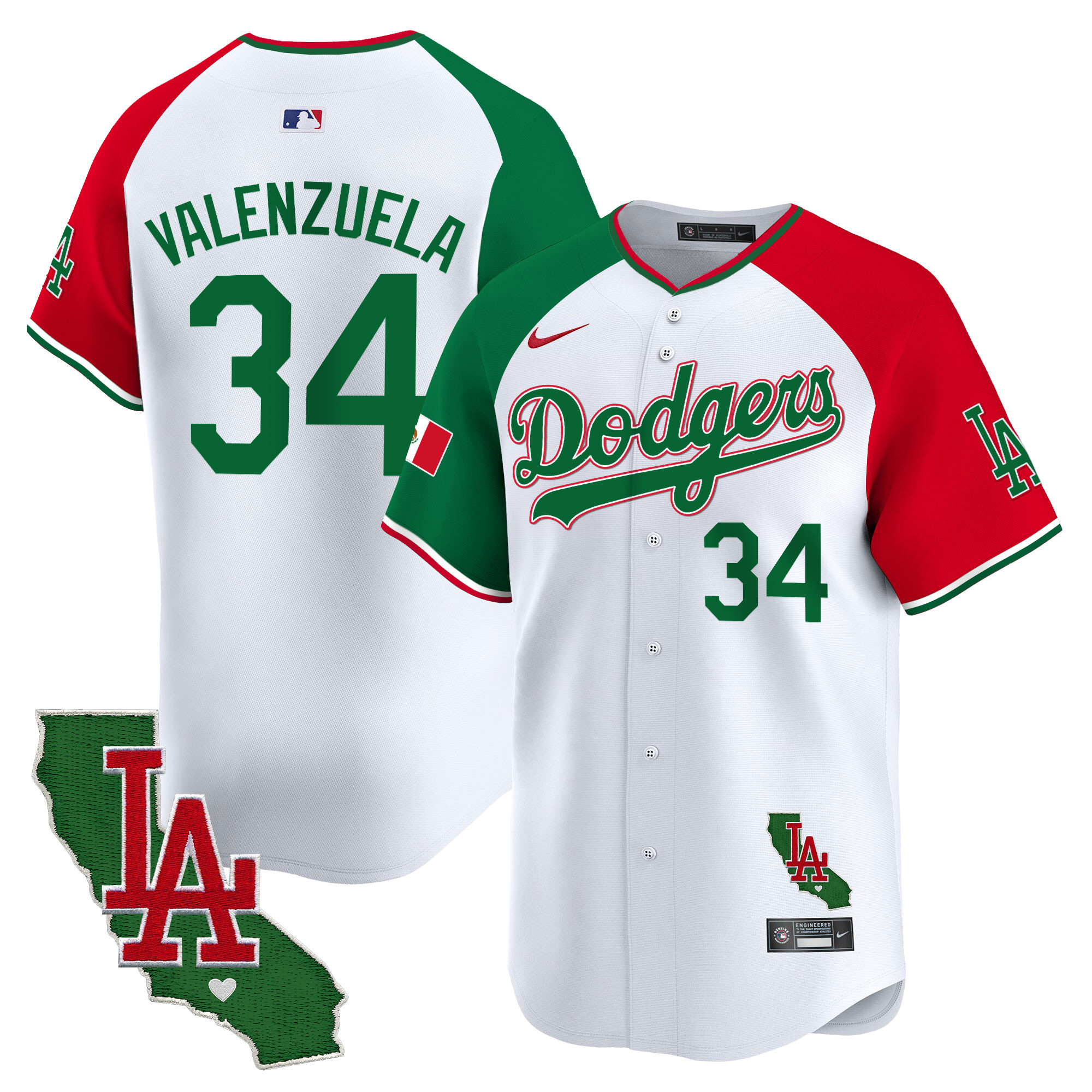Men's Dodgers Mexico California Patch Vapor Premier Limited Jersey V4 - All Stitched