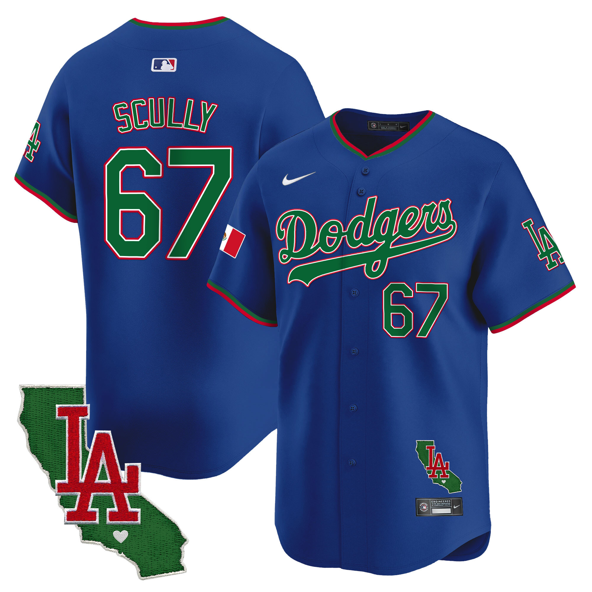 Men's Dodgers Mexico California Patch Vapor Premier Limited Jersey V4 - All Stitched