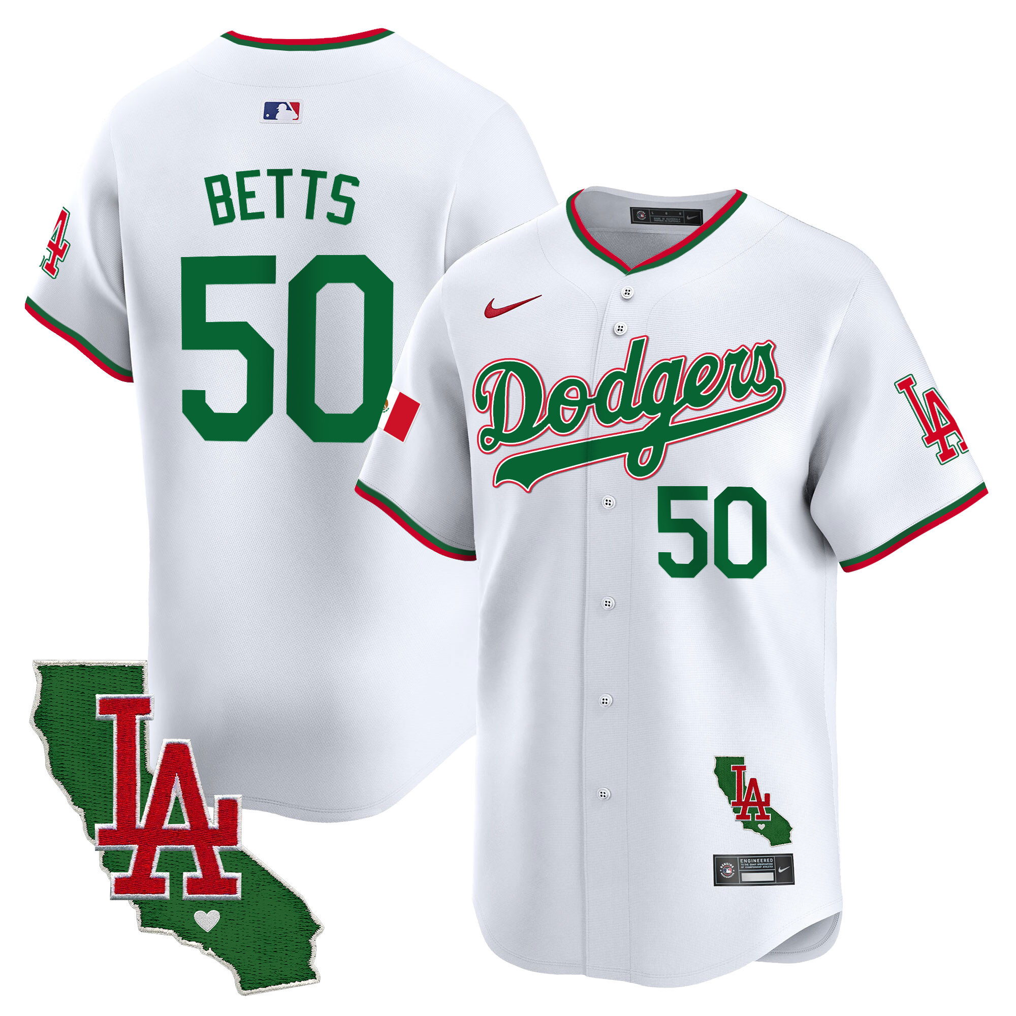 Men's Dodgers Mexico California Patch Vapor Premier Limited Jersey V4 - All Stitched