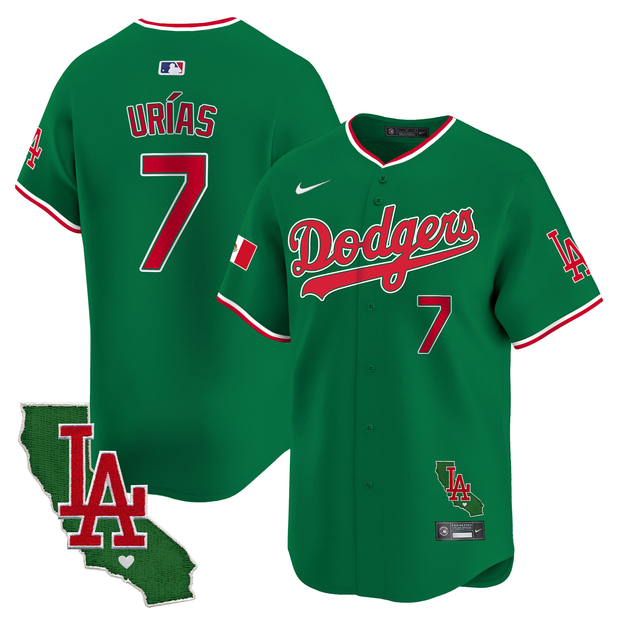 Men's Dodgers Mexico California Patch Vapor Premier Limited Jersey V4 - All Stitched